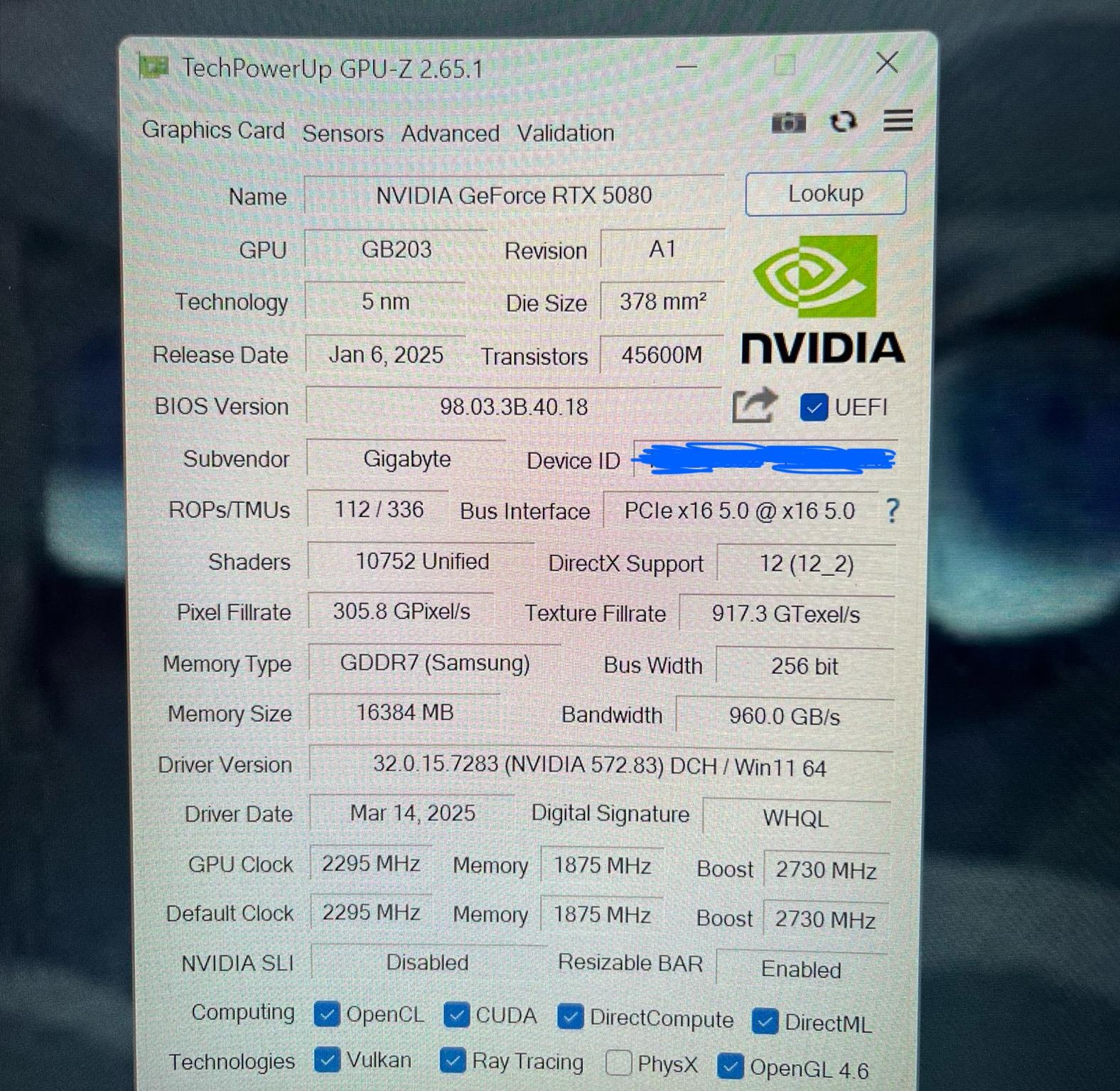 Gigabyte Aero 5080 GPU