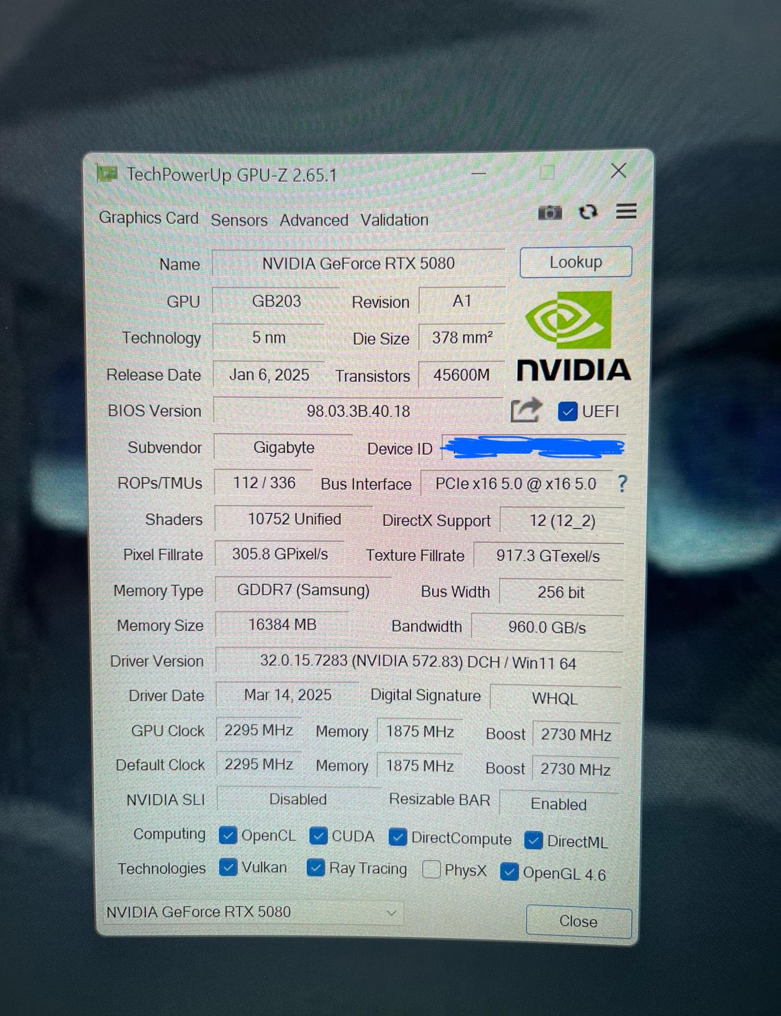 Gigabyte Aero 5080 GPU