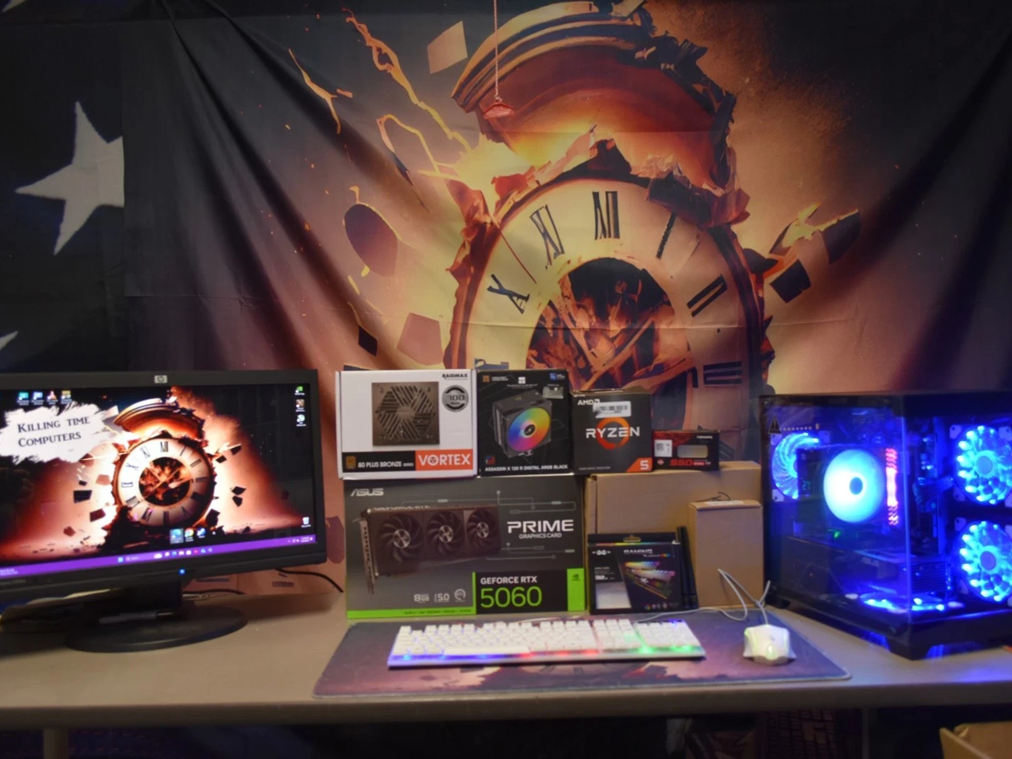 Gaming PC RYZEN 5500 GPU RTX 5060 8GB RAM 32GB RGB 1TB NVME PSU 700 Watts Wi-fi