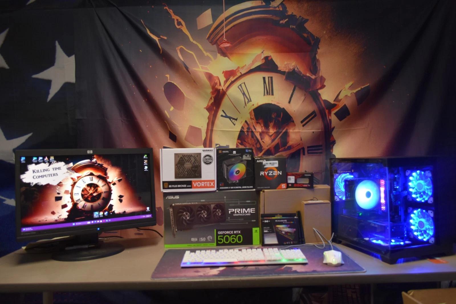 Gaming PC RYZEN 5500 GPU RTX 5060 8GB RAM 32GB RGB 1TB NVME PSU 700 Watts Wi-fi
