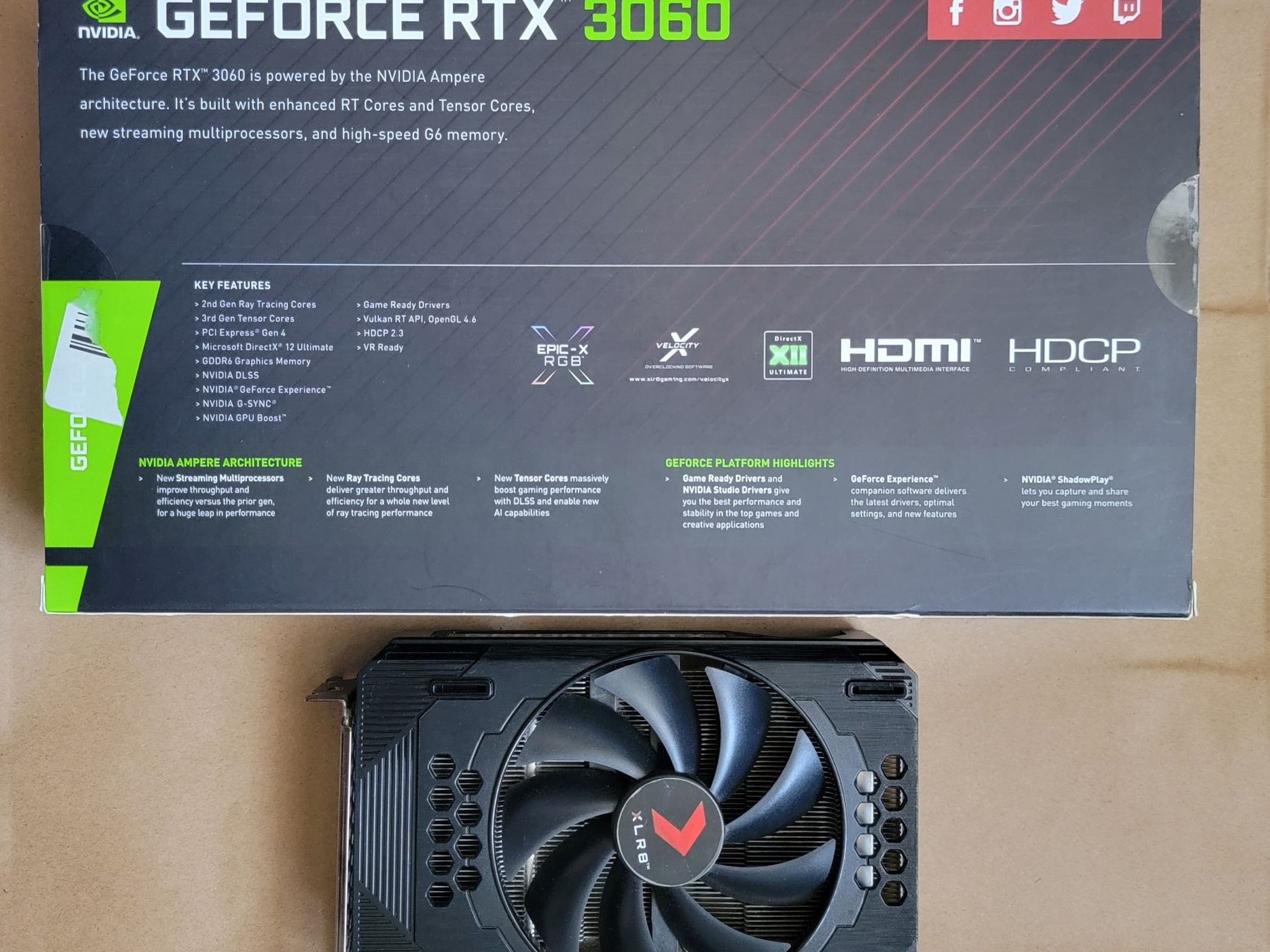 PNY GeForce RTX 3060 12GB XLR8 Single Fan - USED