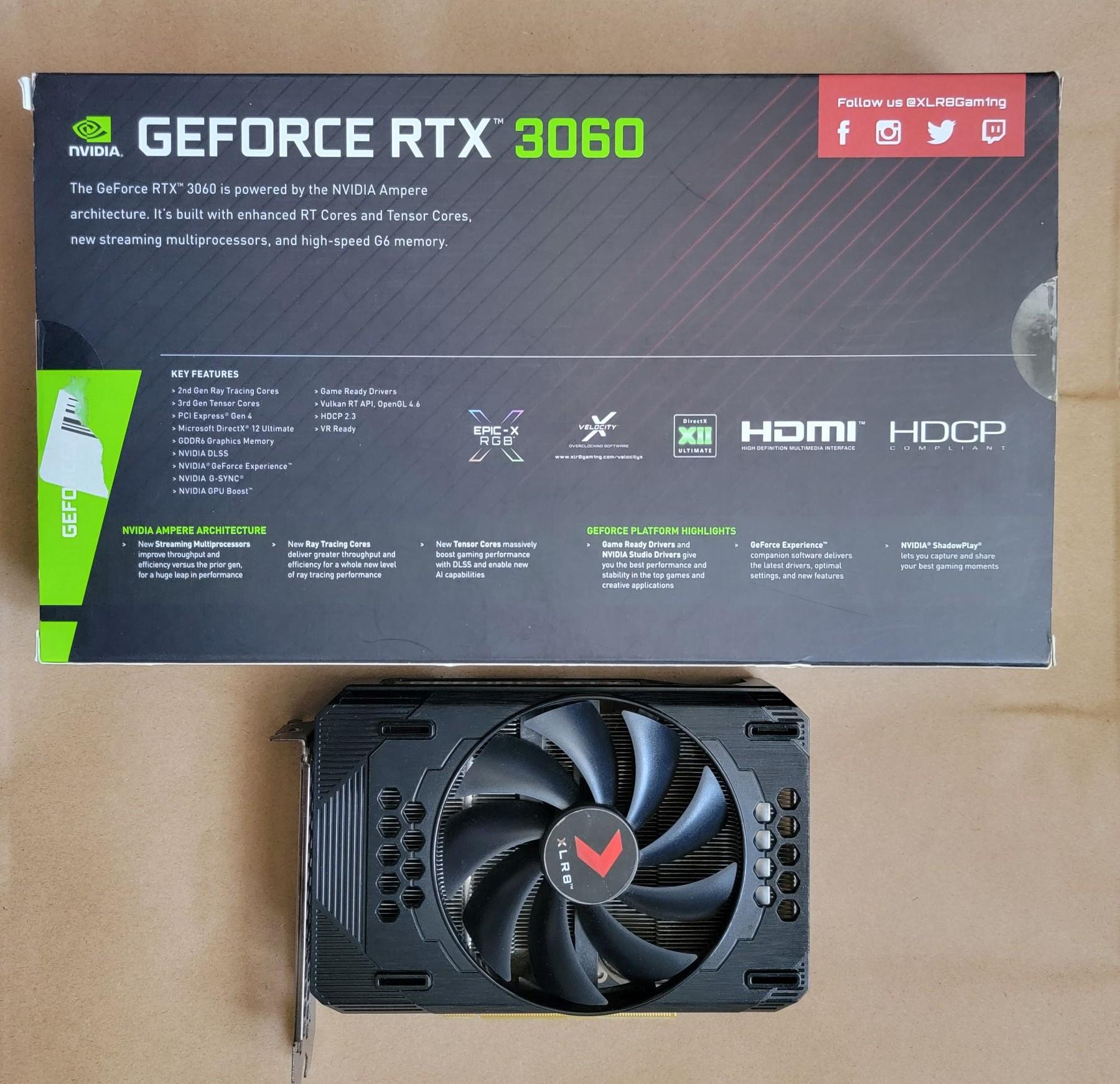 PNY GeForce RTX 3060 12GB XLR8 Single Fan - USED