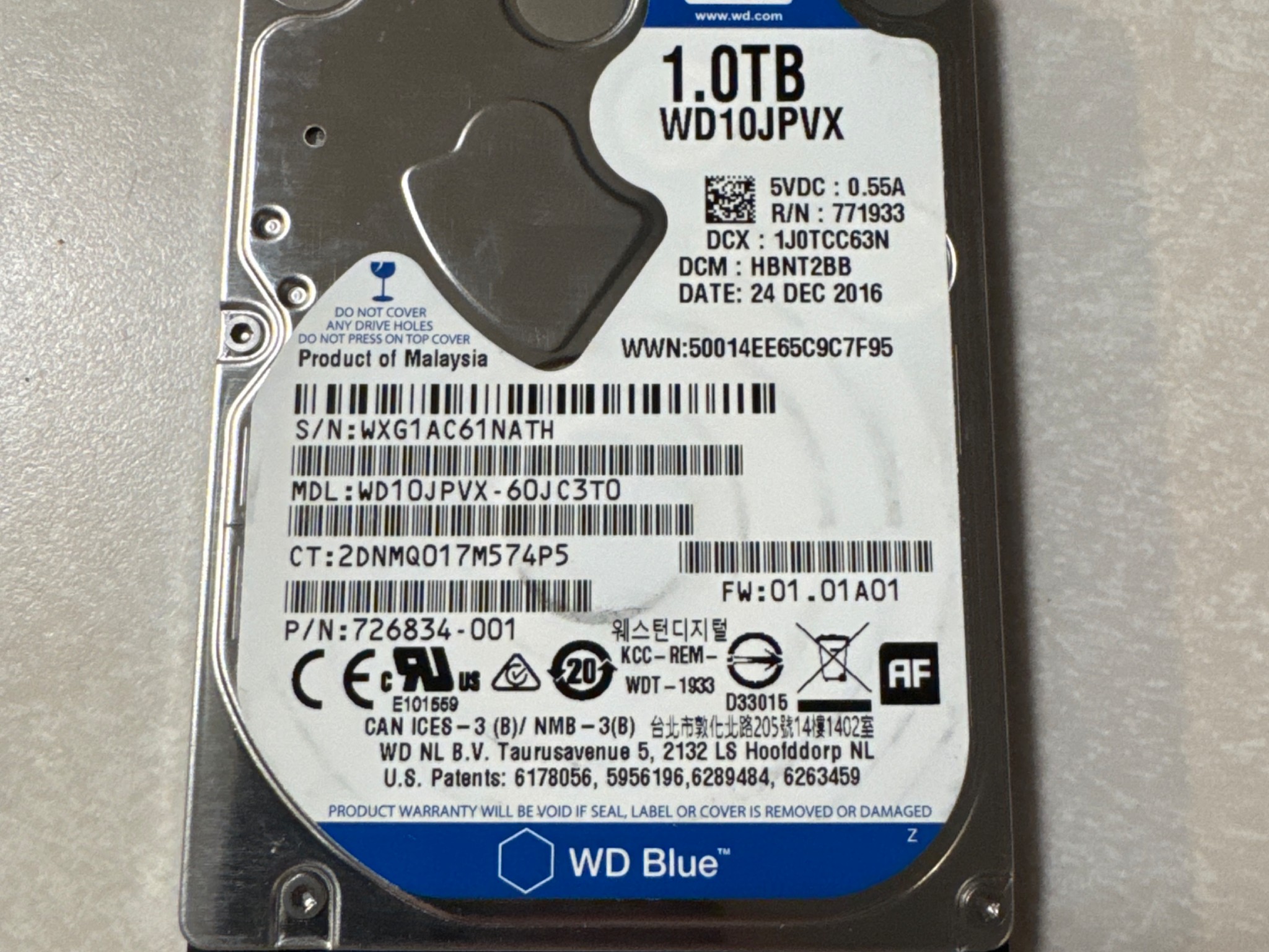 Western Digital 1TB HDD WD10JPVX