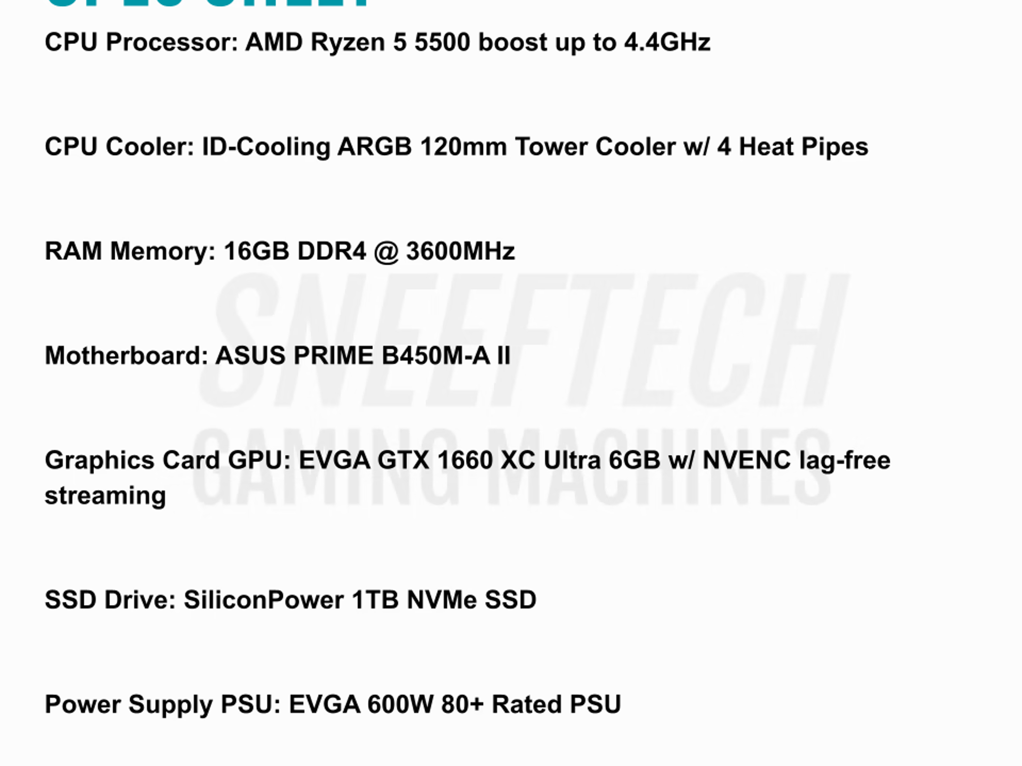 🌌 Streaming/Gaming PC - Ryzen 5 5500 - 16GB RAM - 1660 6GB - 1TB NVMe SSD