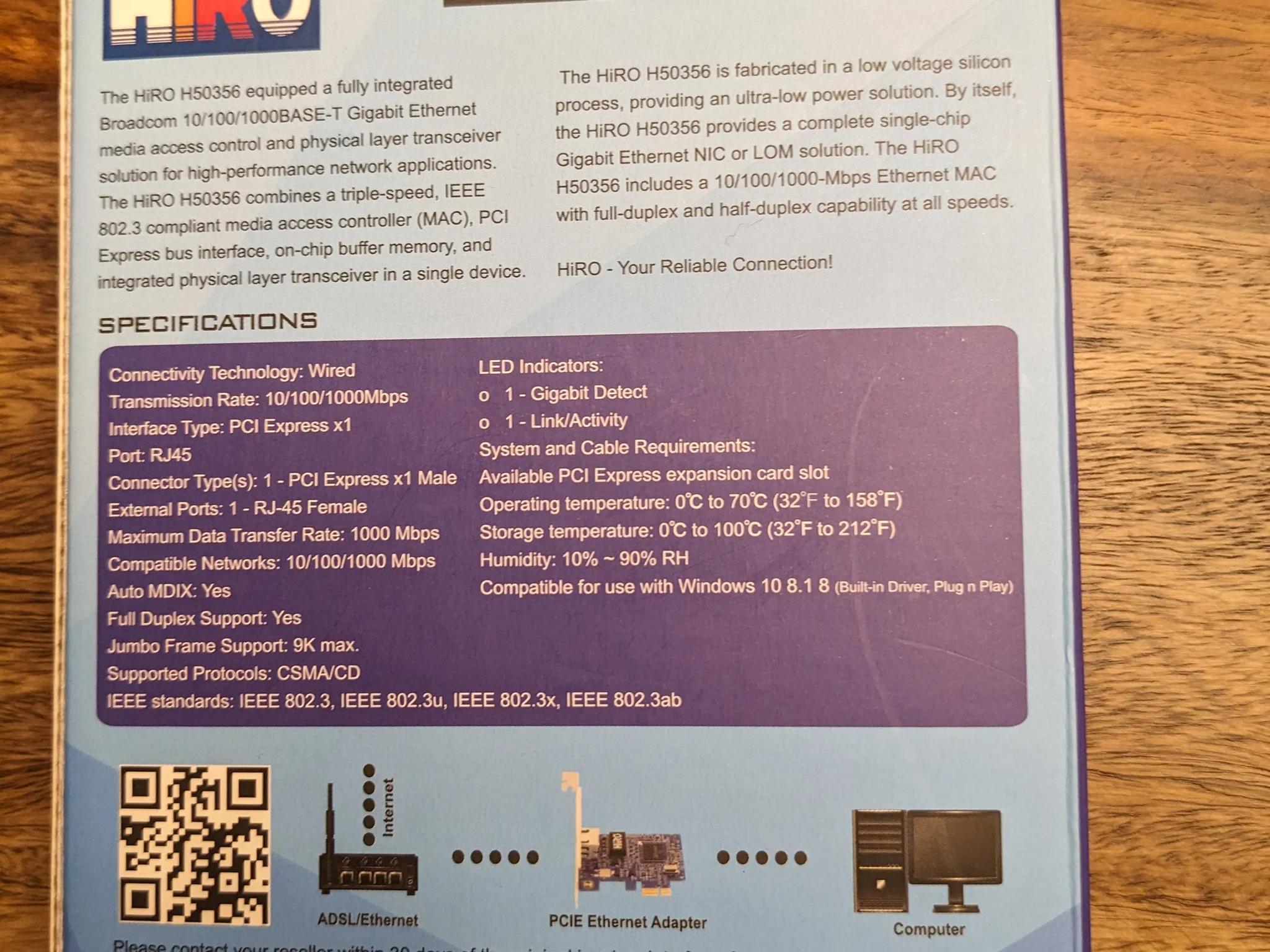BNIB PCIe Gigabit network adapter