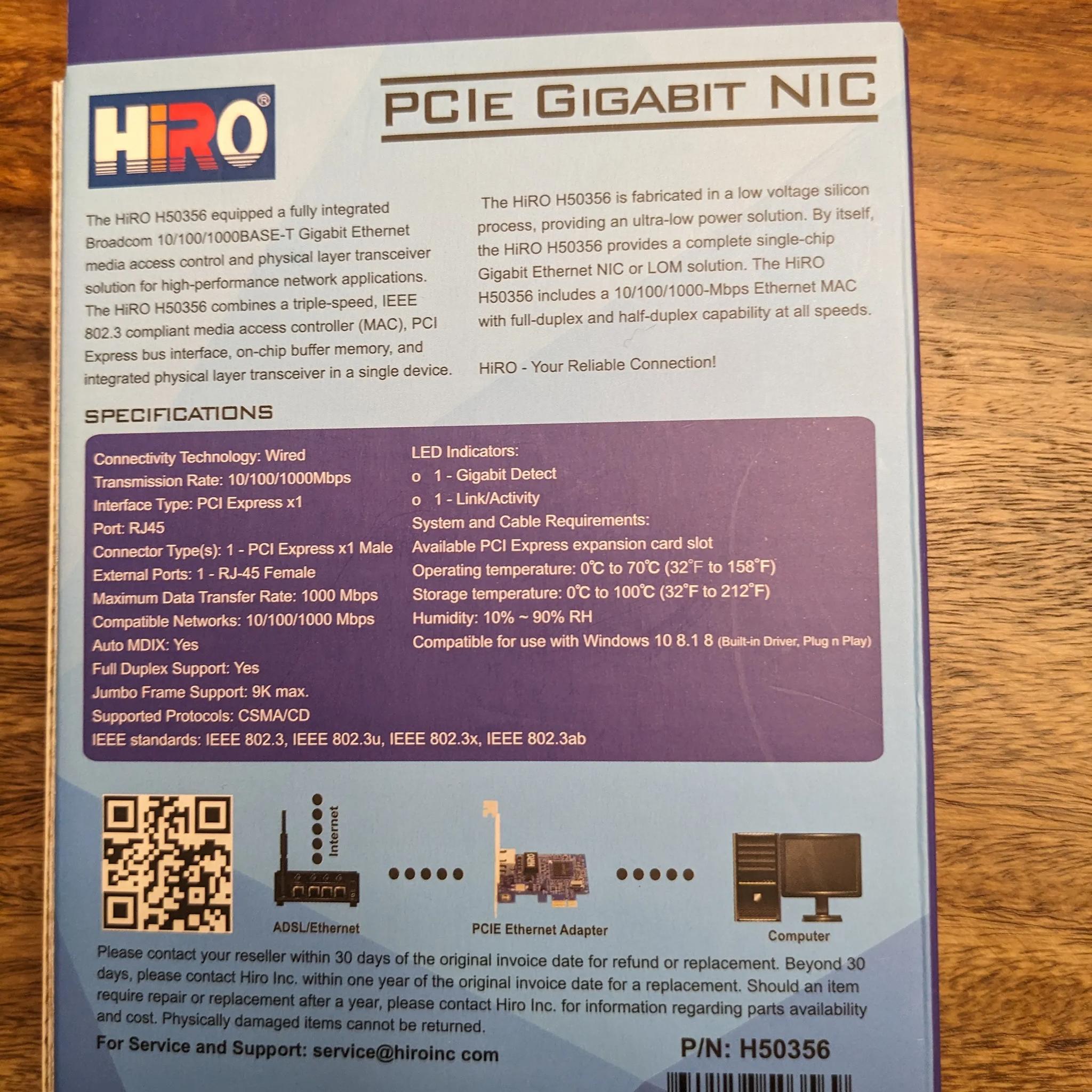 BNIB PCIe Gigabit network adapter