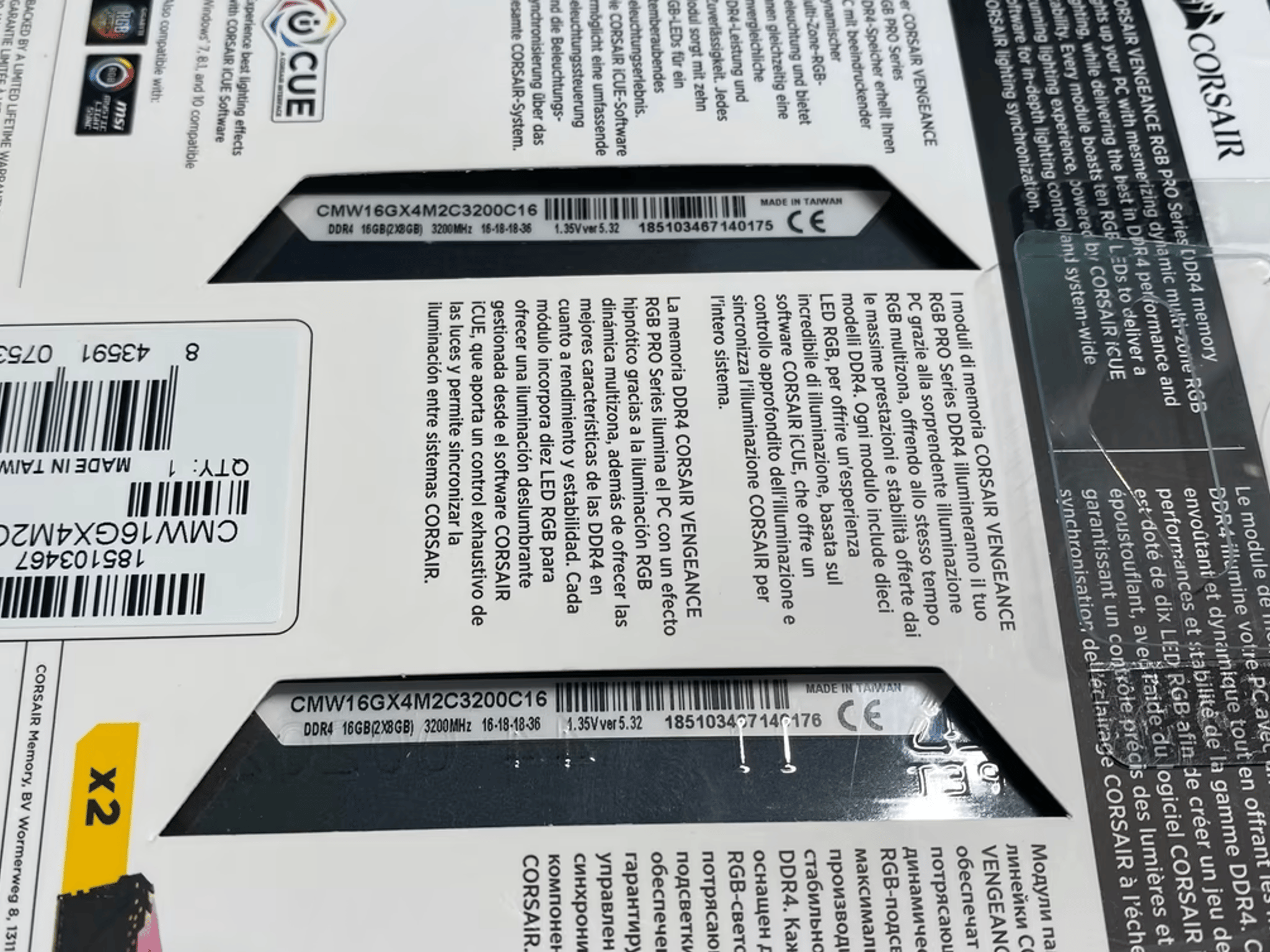 Corsair Vengeance Rgb Pro 16GB (2x8GB) DDR4 3200MHz C16 Ram
