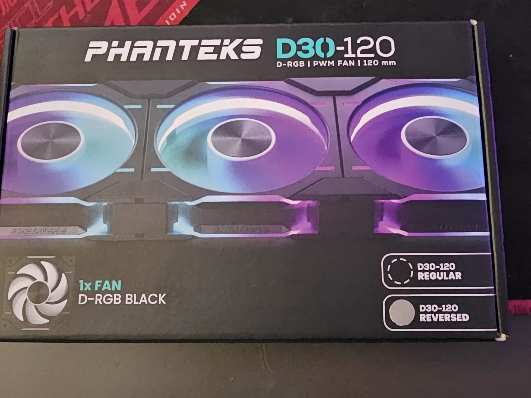 Phanteks D30-120 DRGB PWM Fan, Reverse Airflow Model, Premium Performance Fan, Black