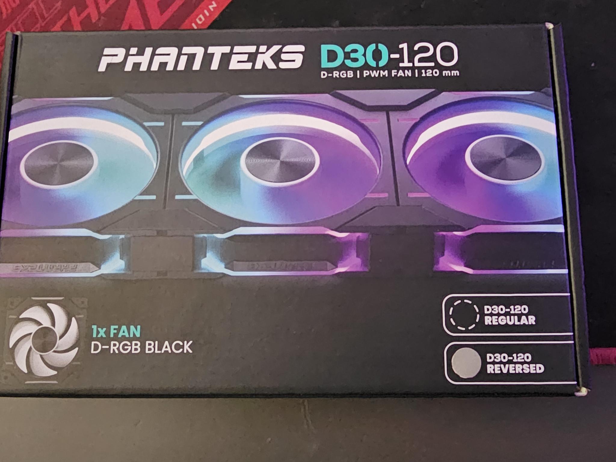 Phanteks D30-120 DRGB PWM Fan, Reverse Airflow Model, Premium Performance Fan, Black