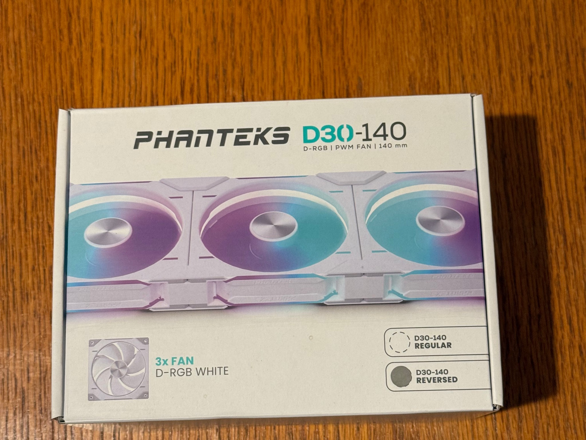 Phanteks D30-140 DRGB PWM FAN 3pack, Reverse Airflow Model - Quantity: 6