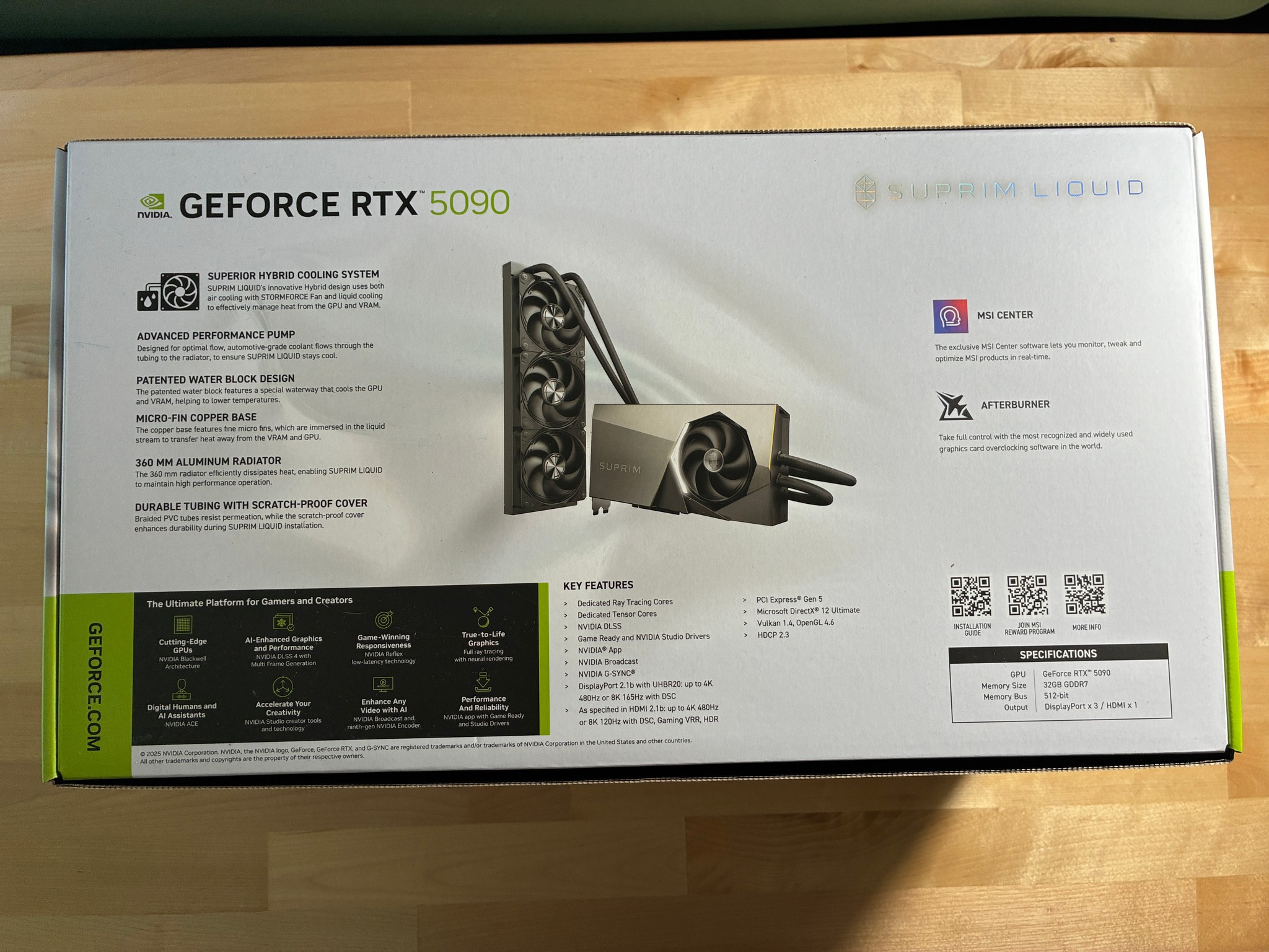 MSI GeForce RTX™ 5090 SUPRIM LIQUID SOC 32G G5090-32SLS