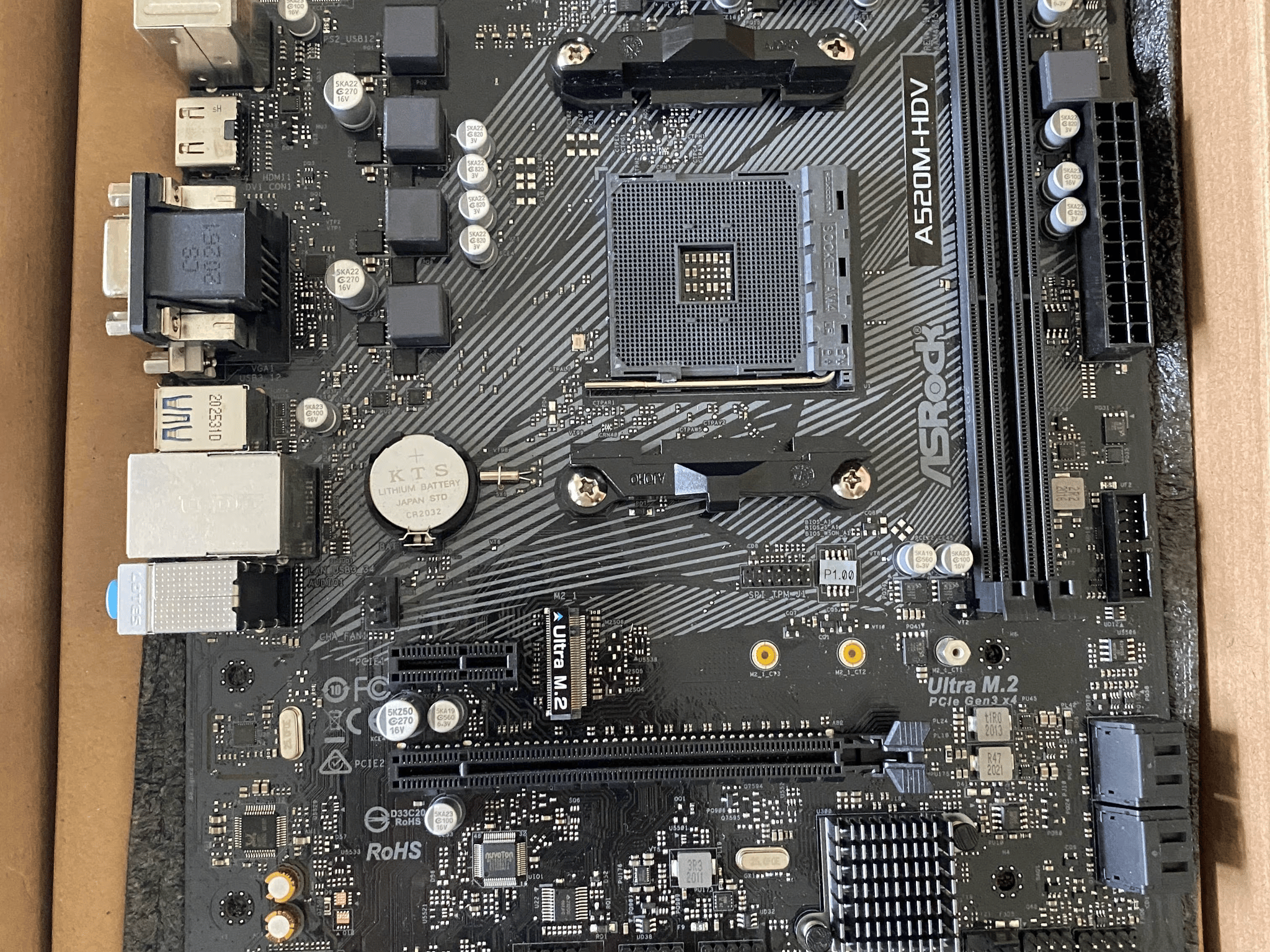 Asrock A520M-HDV AM4 Motherboard. Open box