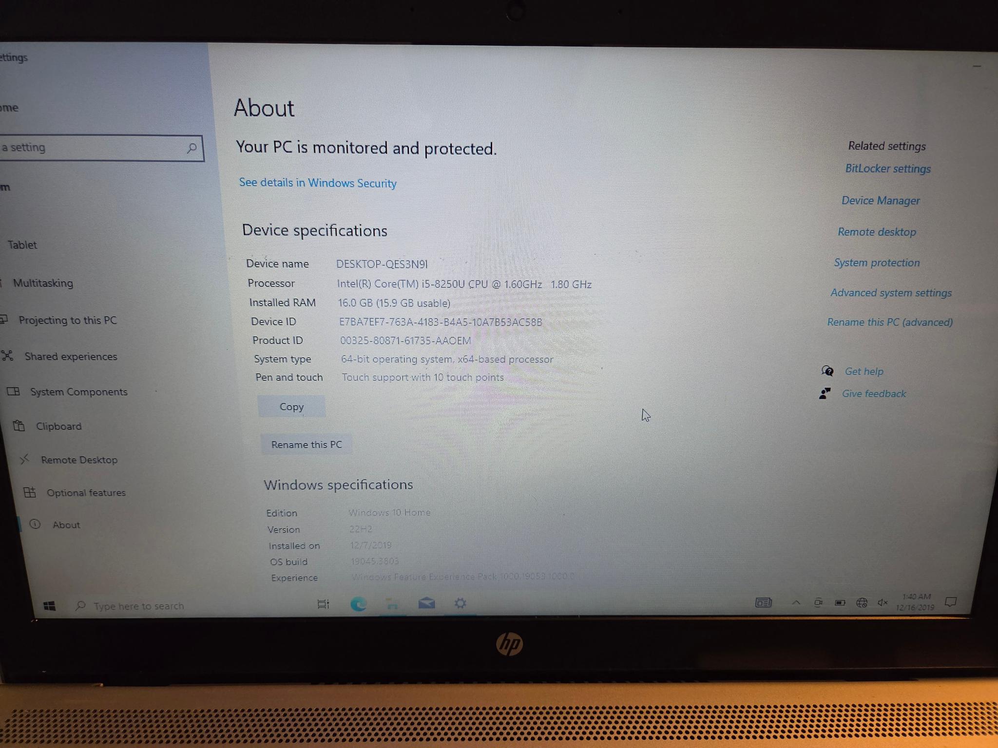 HP Pavilion 15-CC123CL TouchScreen Laptop 16gb RAM