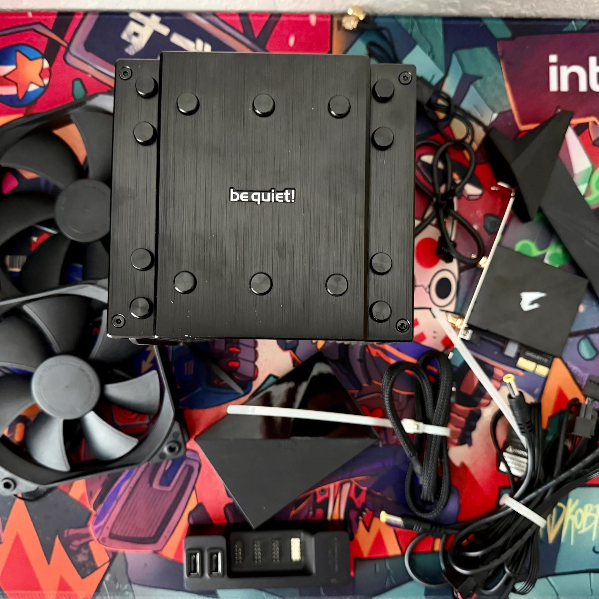 be quiet Dark Rock cpu cooler, nzxt hub, gigabyte wifi card, fans bundle + more