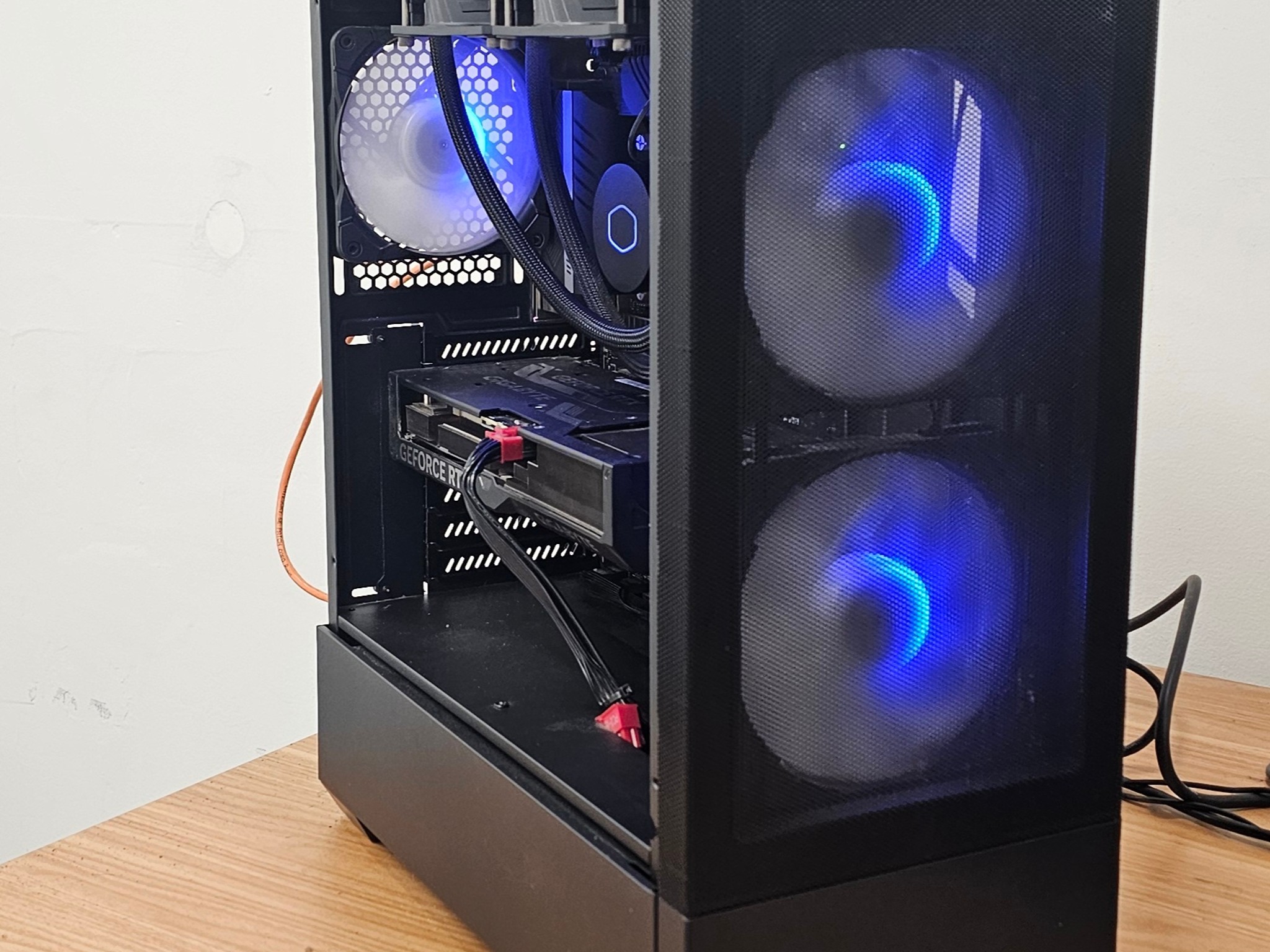 Black PowerSpec PC Case with Tempered Glass w/ 3 Fans