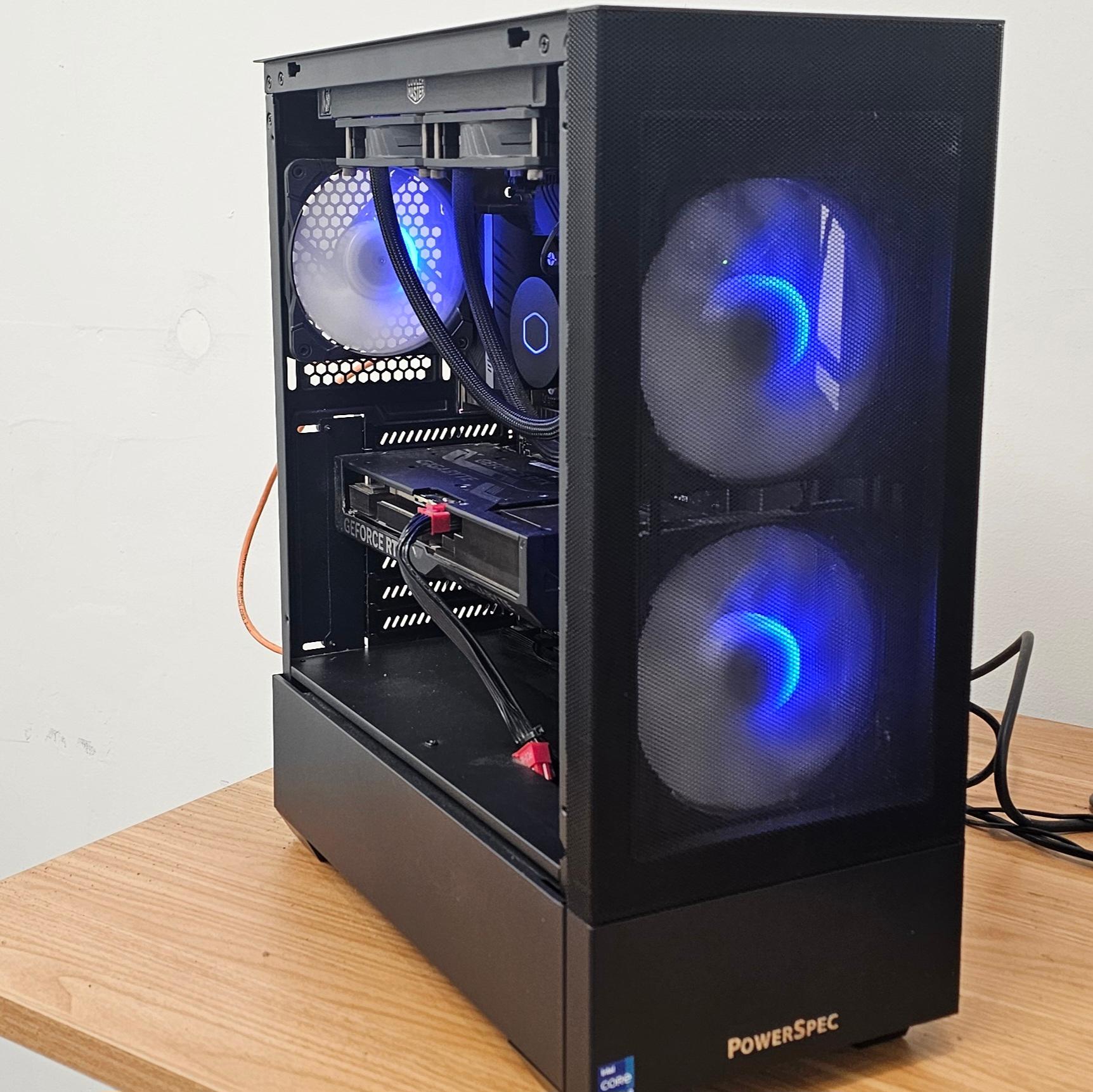 Black PowerSpec PC Case with Tempered Glass w/ 3 Fans