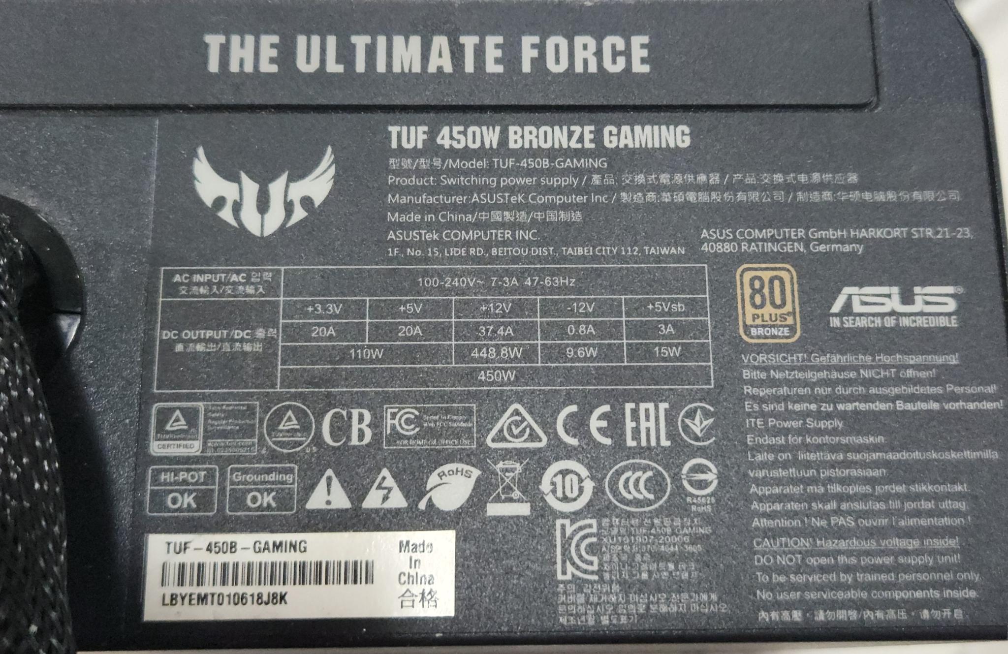 ASUS TUF 450W non-modular