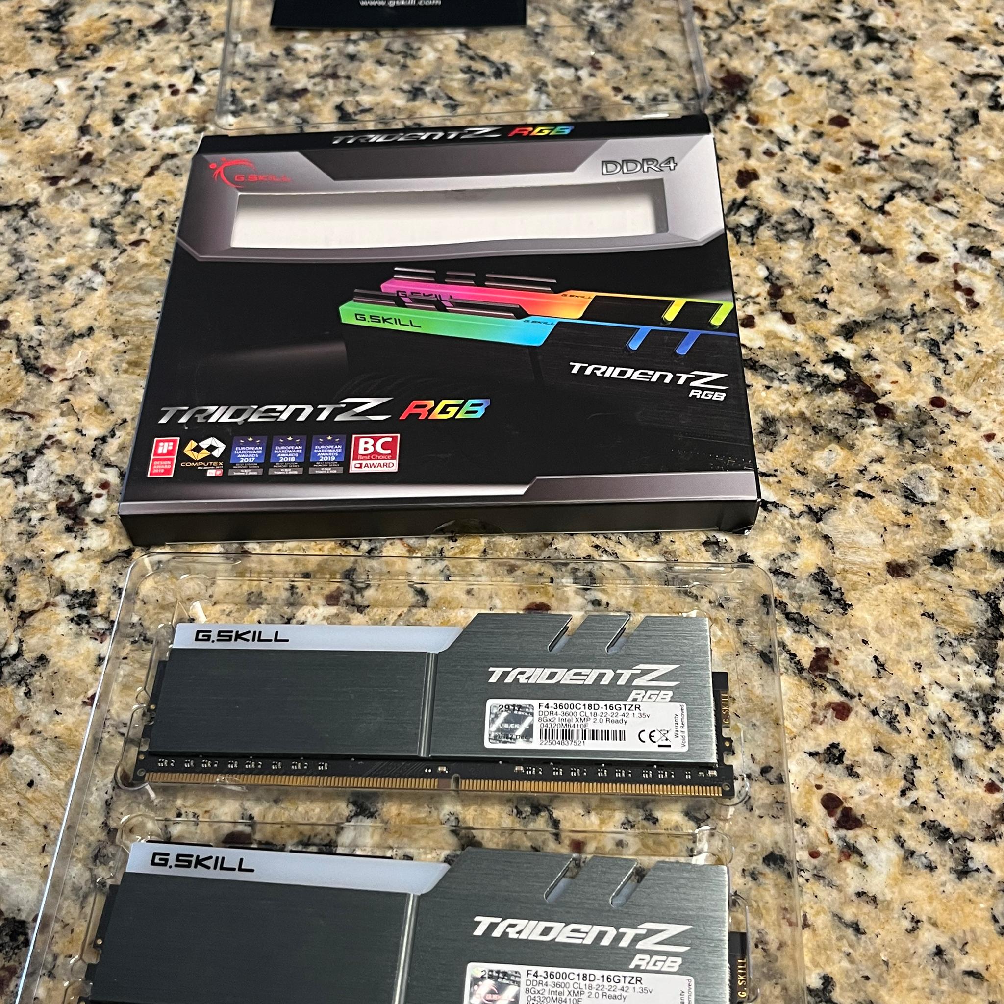 G. Skill Trident Z RGB 16GB 2x8 3600mhz For Intel