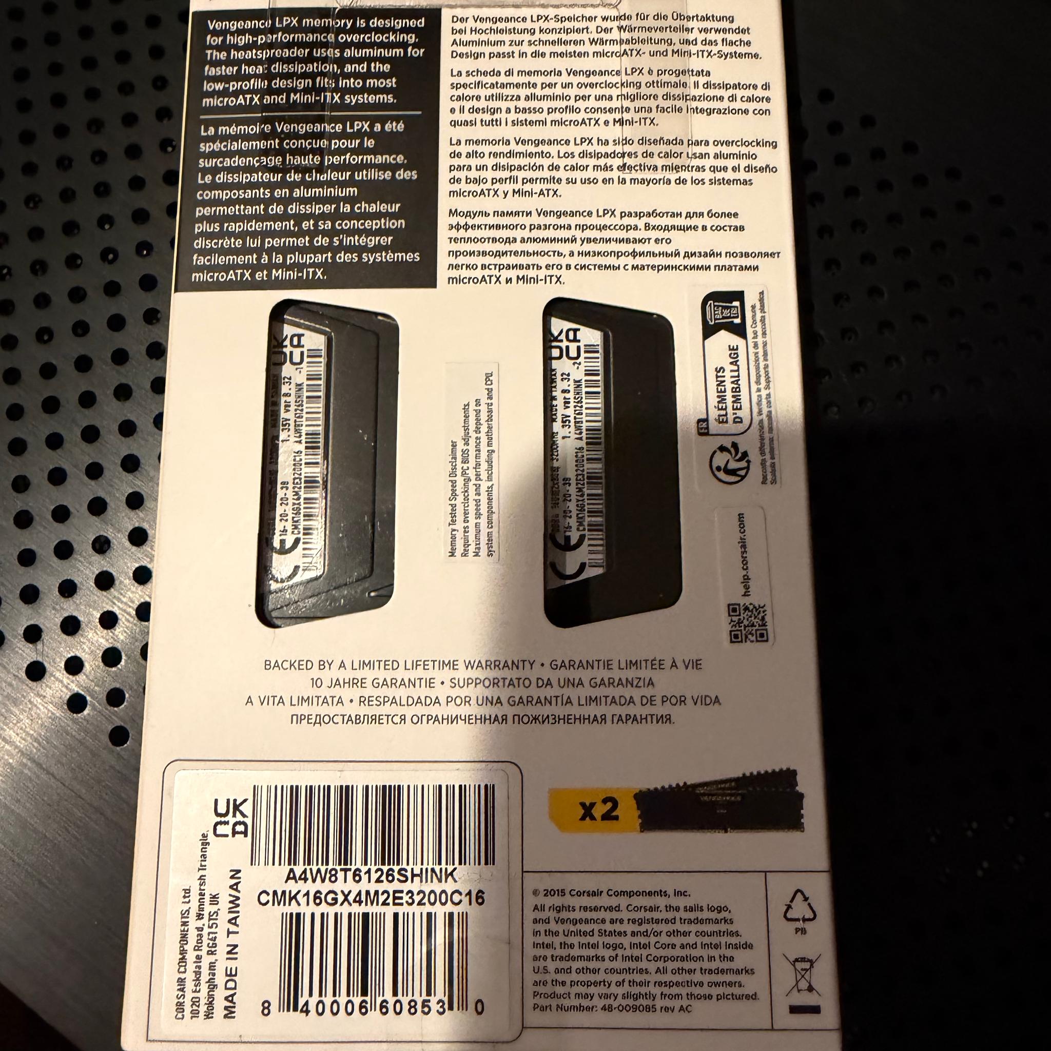 Corsair Vengeance LPX 16GB (2 x 8GB) DDR4-3200 C16 Dual Channel Desktop Memory Kit - Black