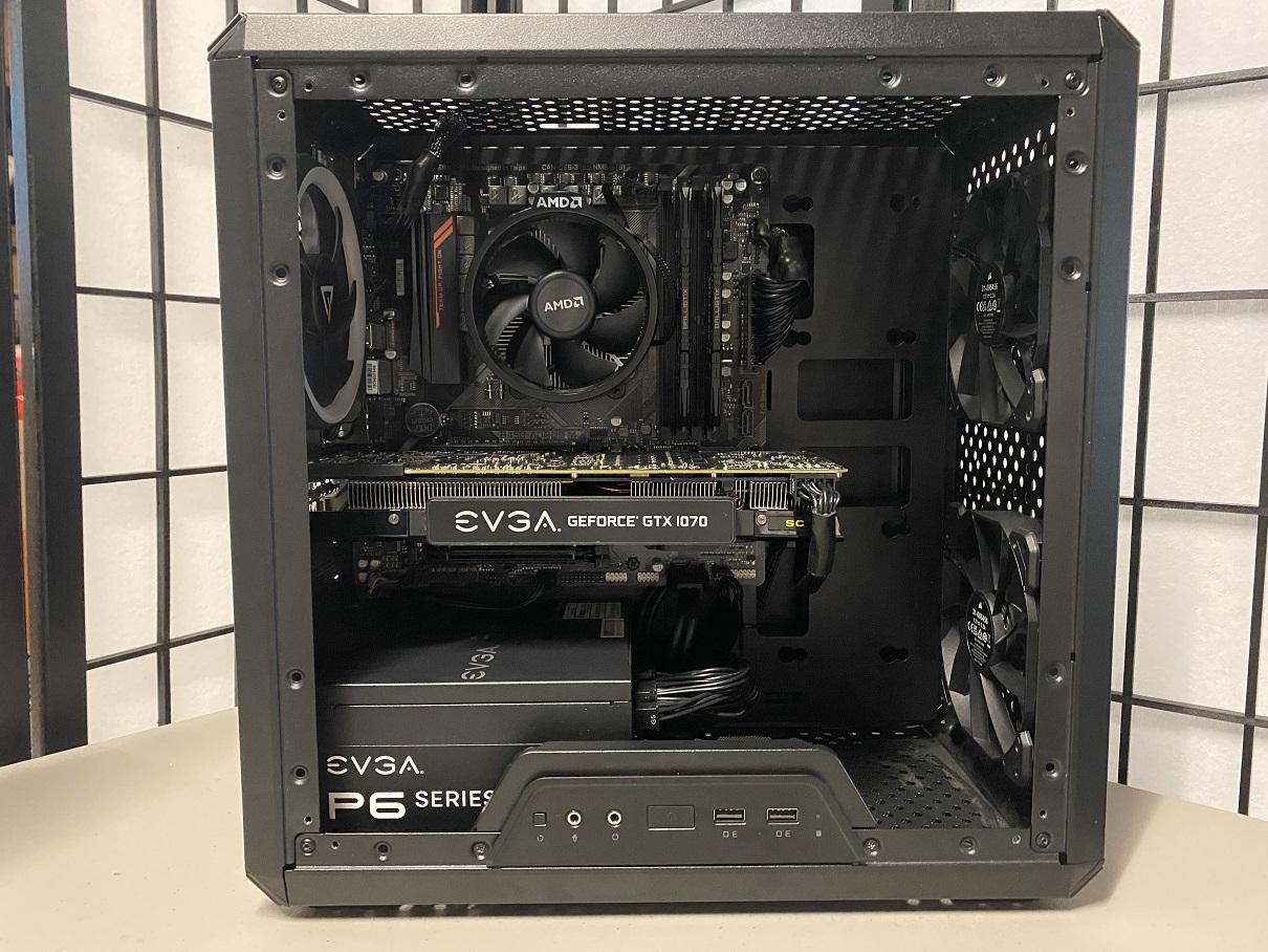 EVGA GTX 1070 SC (8gb), AMD Ryzen 5 3400g, DDR4 3000MHz 16GB (8x2), 500GB NVMe, 750W Platinum