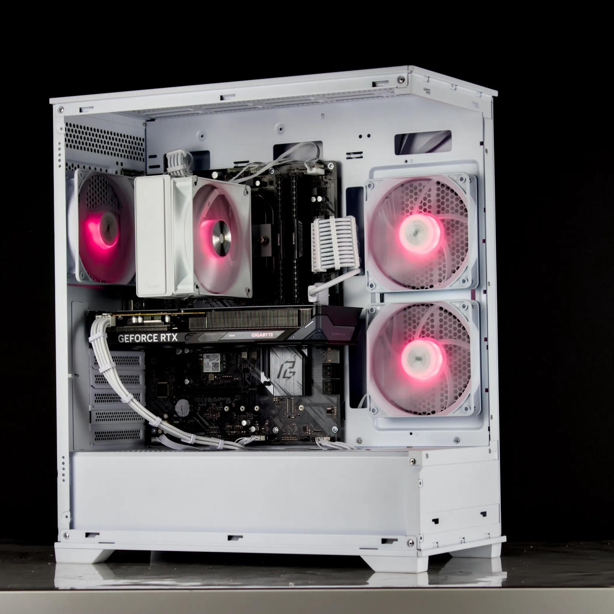 Clean White Gaming PC – RTX 5060, Ryzen 5 5600X, 32GB, 1TB SSD - RGB, WiFi, BlueTooth