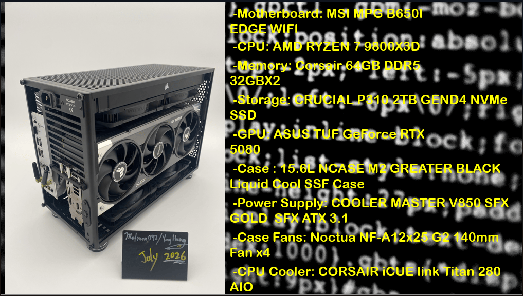 "Project Obsidian Nano" | 9800X3D | 5080 TUF | 64GB DDR5 | 2TB Nvme |