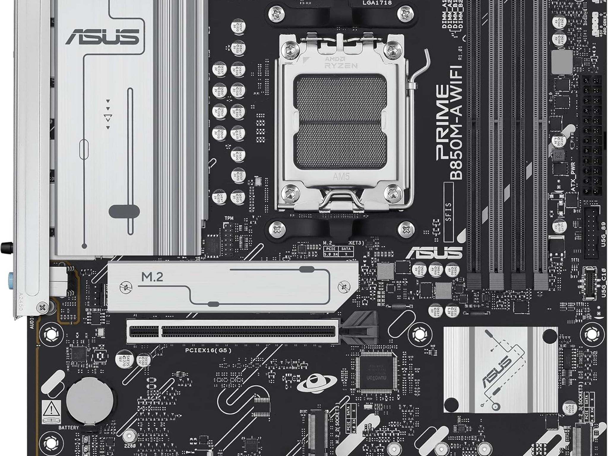ASUS PRIME B850M-A WIFI AMD B850 AM5 DDR5 MicroATX Desktop Motherboard