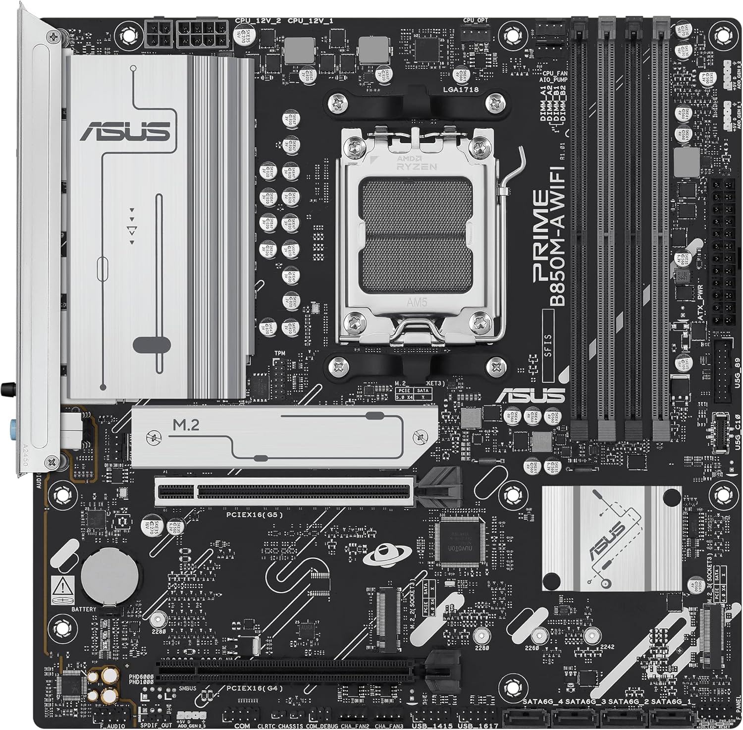 ASUS PRIME B850M-A WIFI AMD B850 AM5 DDR5 MicroATX Desktop Motherboard