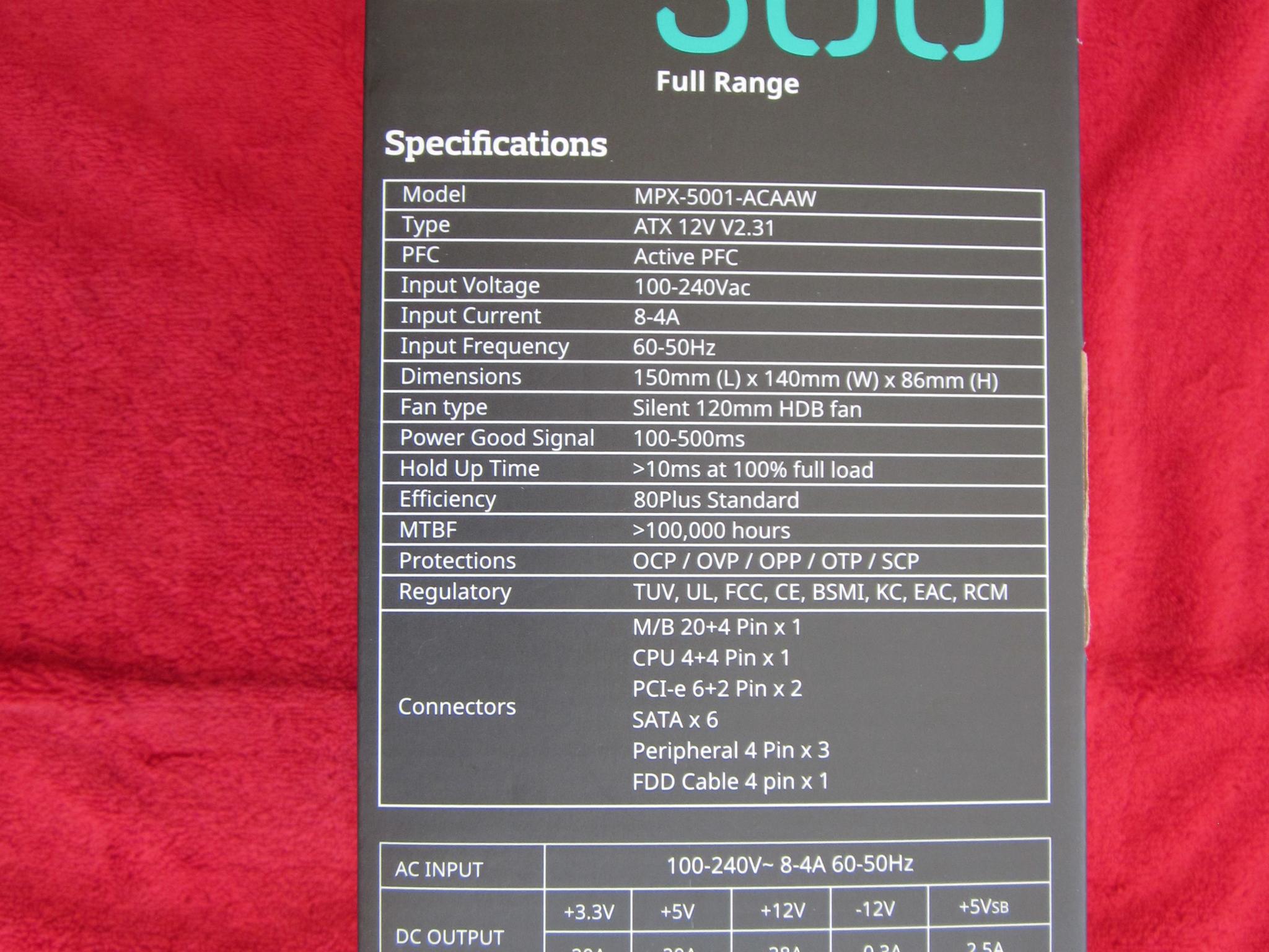 Cooler Master MasterWatt Lite 80+ 500w Power Supply