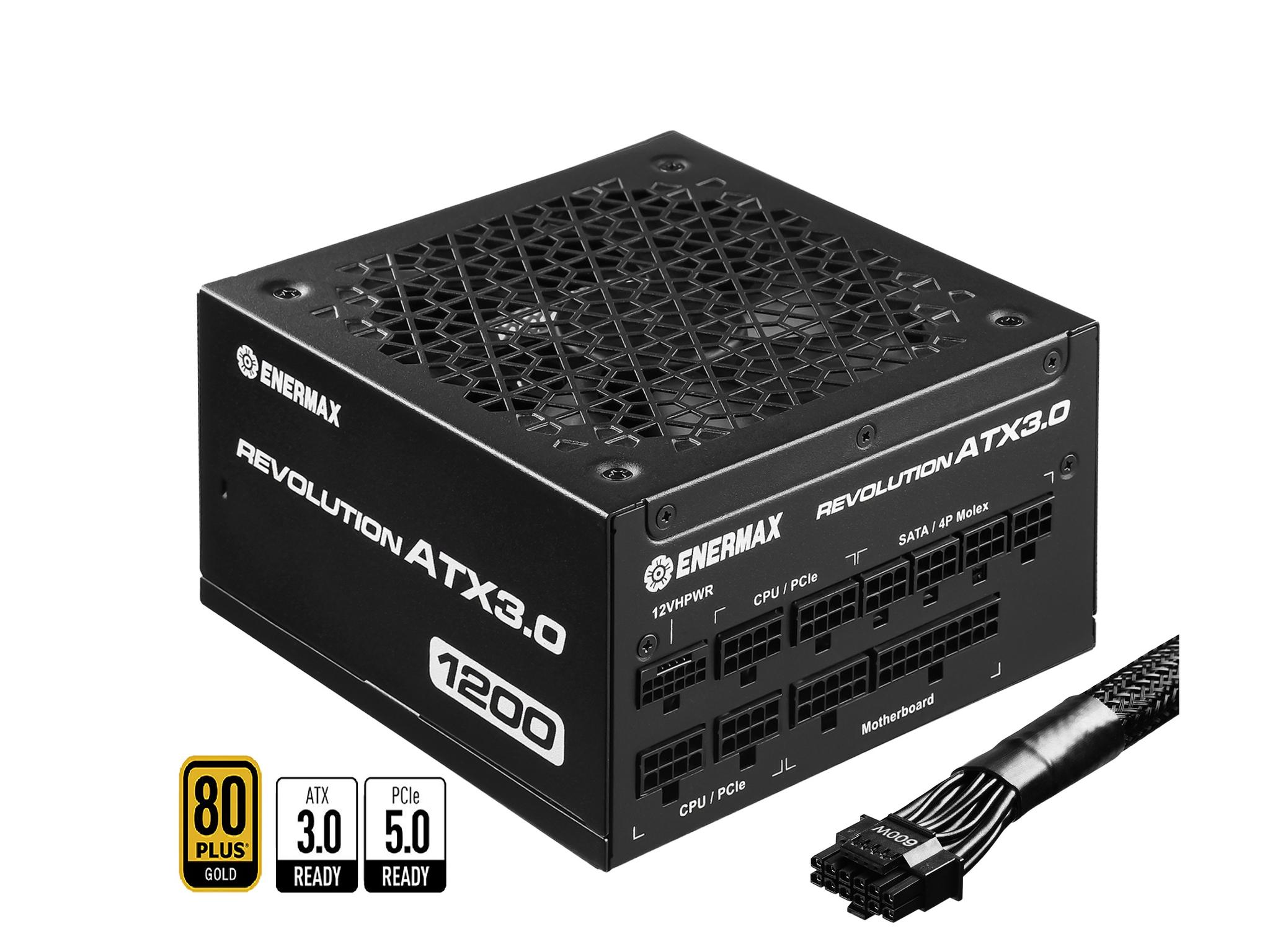 ENERMAX REVOLUTION ATX 3.0 1200W, 80+ Gold Full Modular, ATX 3.0, 600W PCIe 5.0 12VHPWR Connectors