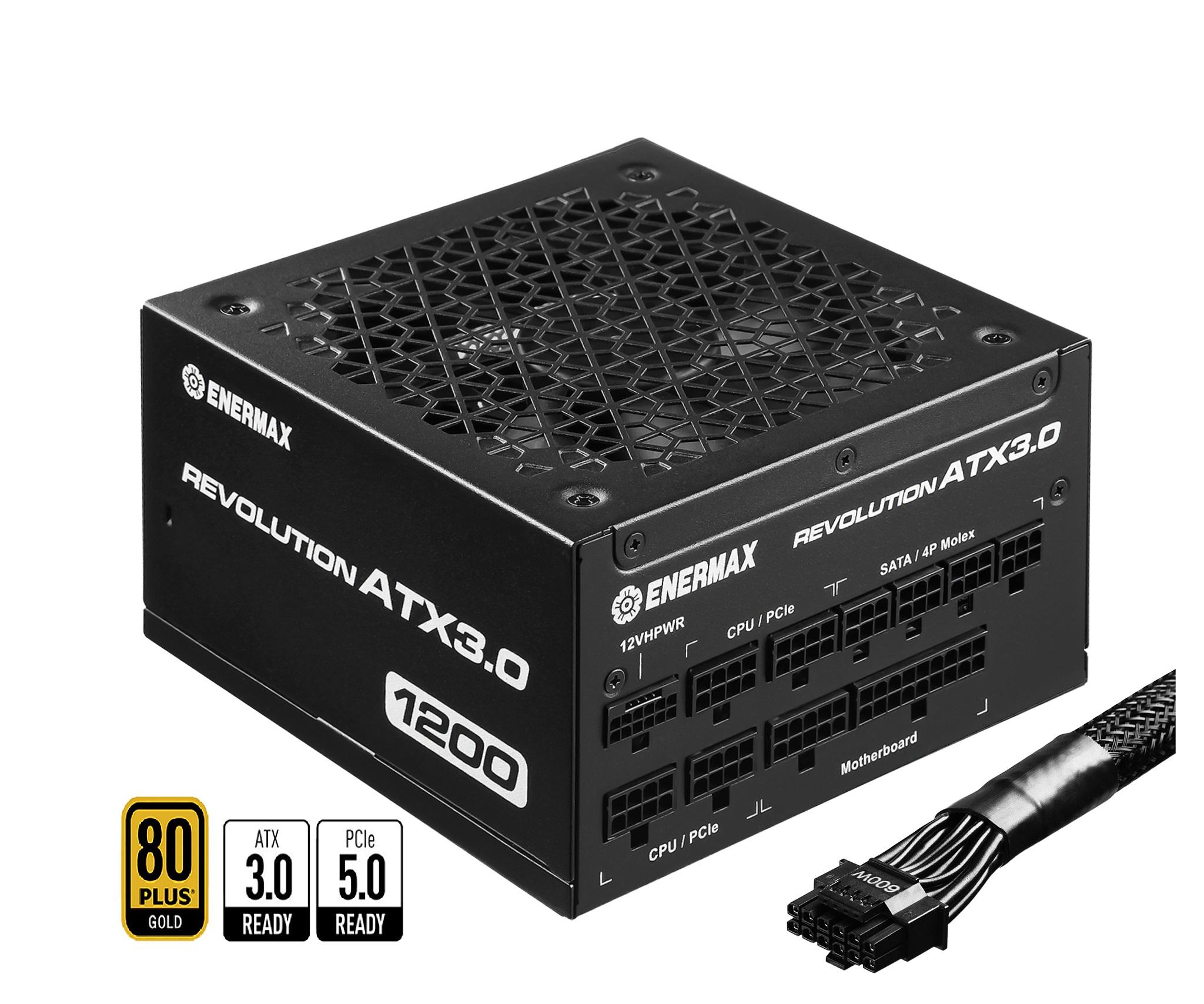 ENERMAX REVOLUTION ATX 3.0 1200W, 80+ Gold Full Modular, ATX 3.0, 600W PCIe 5.0 12VHPWR Connectors