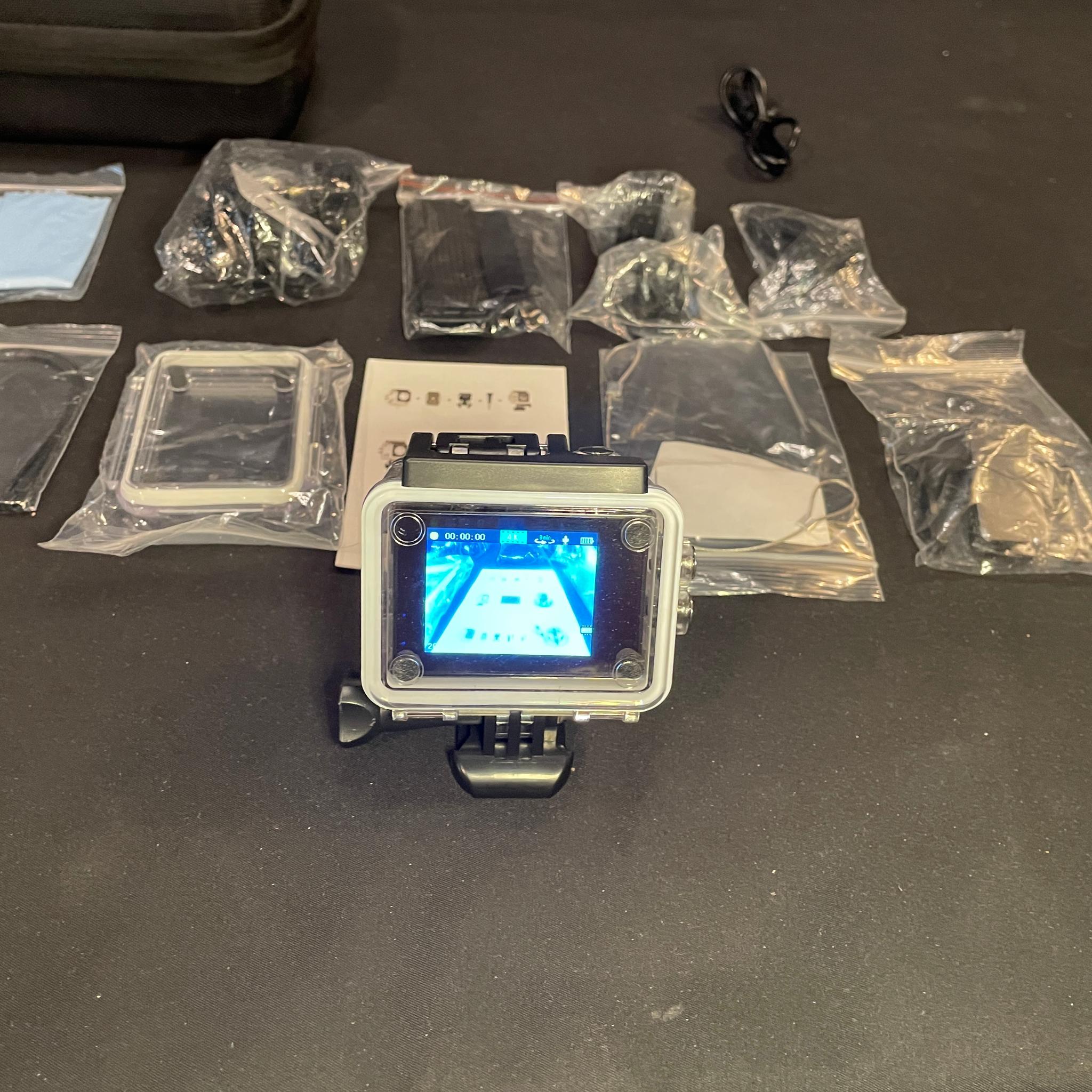 4k Action Camera With Hard Case And Accessories