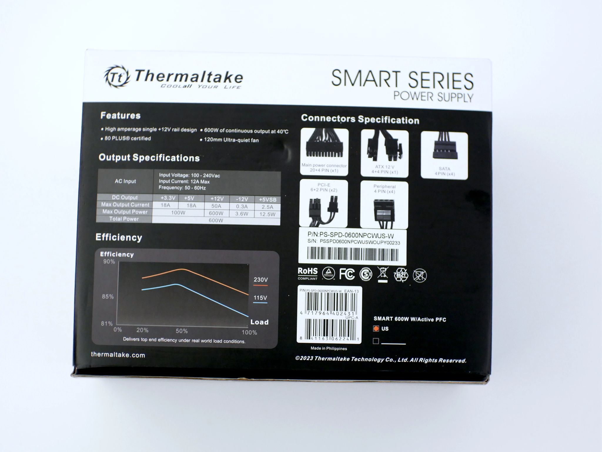 Thermaltake PSU 600W ATX 80 Plus