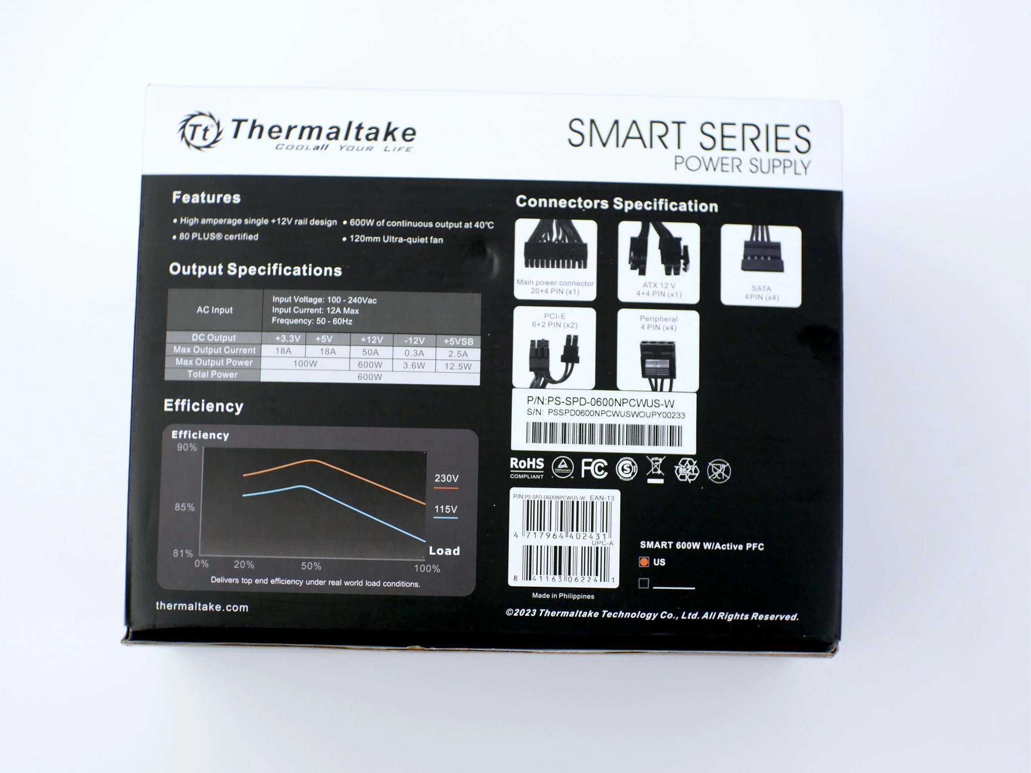 Thermaltake PSU 600W ATX 80 Plus