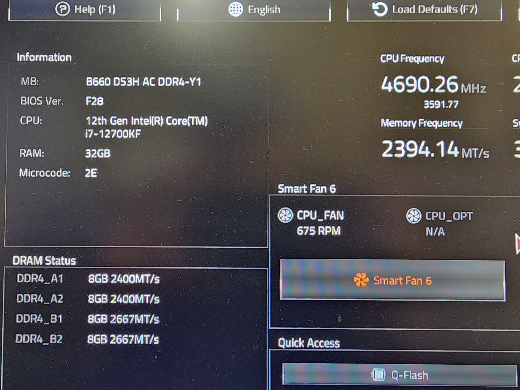UPDATED BIOS GIGABYTE B660 DS3H AC DDR4 Y1 LGA1700 ATX Motherboard