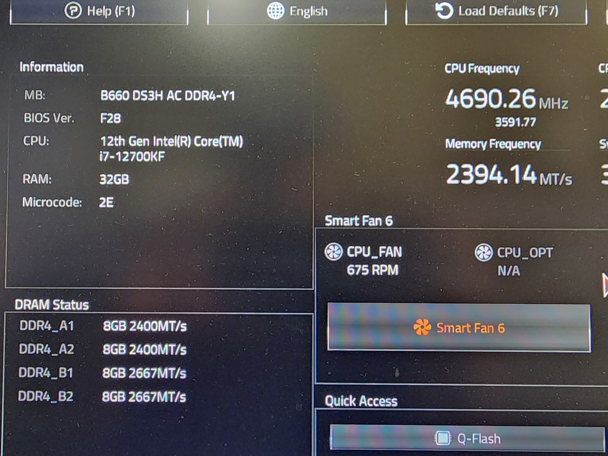 UPDATED BIOS GIGABYTE B660 DS3H AC DDR4 Y1 LGA1700 ATX Motherboard