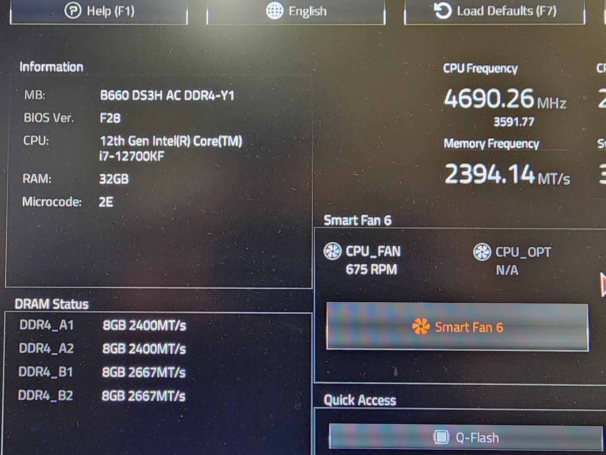 UPDATED BIOS GIGABYTE B660 DS3H AC DDR4 Y1 LGA1700 ATX Motherboard