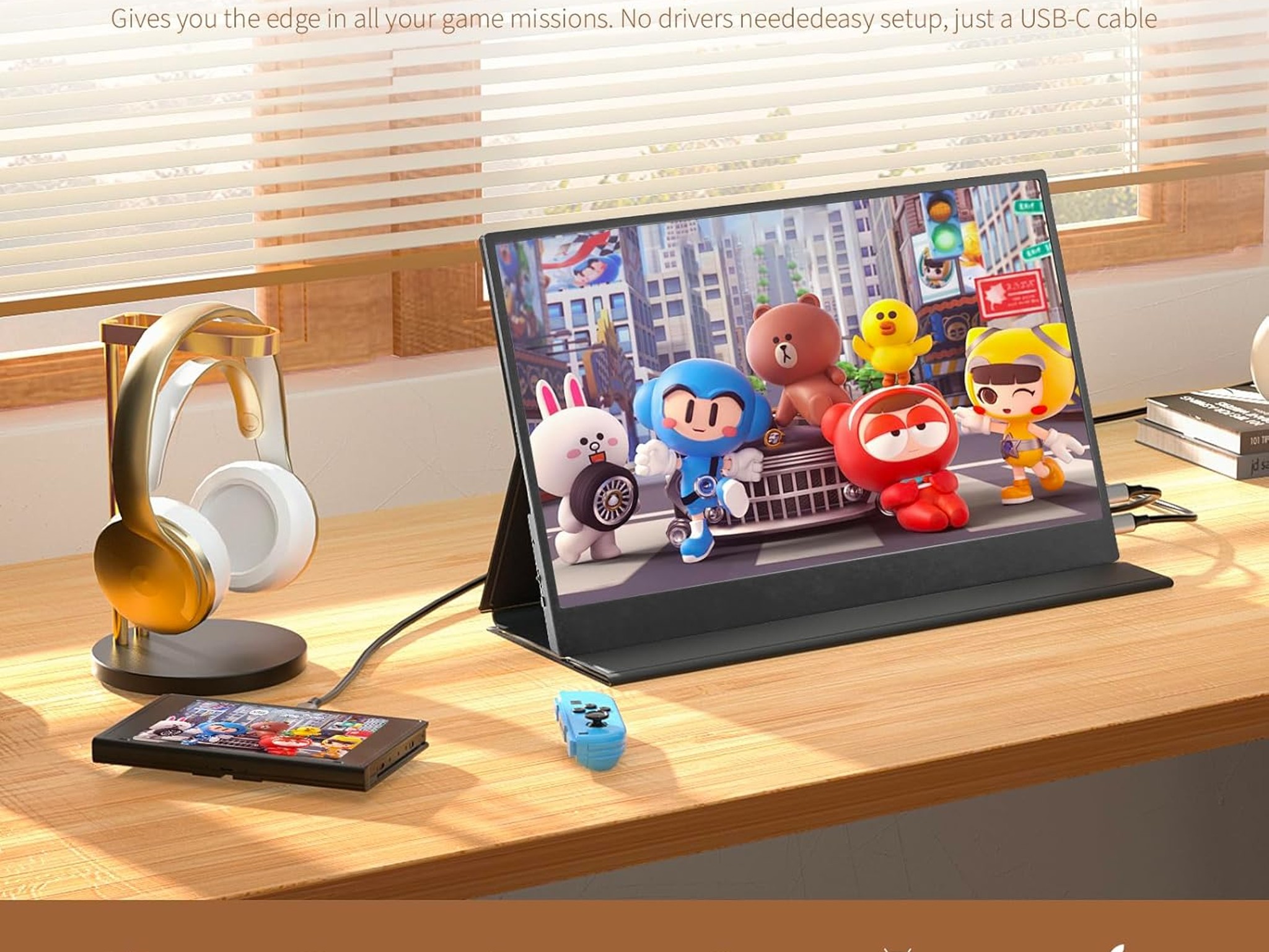 17.3" Portable Monitor FHD 1080P 60Hz Portable Screen HDMI USB-C HDR