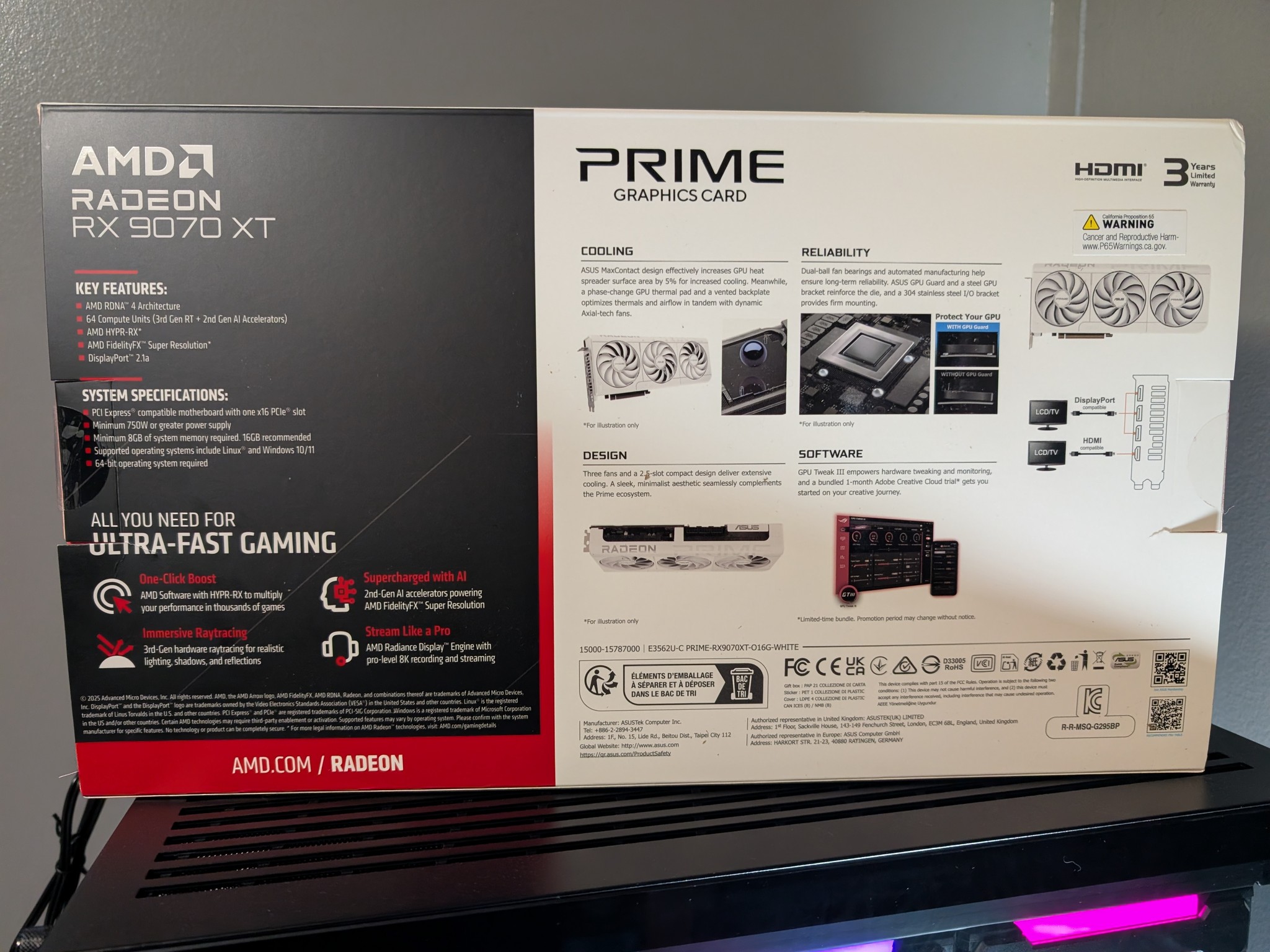 ASUS Prime Radeon RX 9070 XT White OC Edition GPU 16GB *BRAND NEW SEALED*