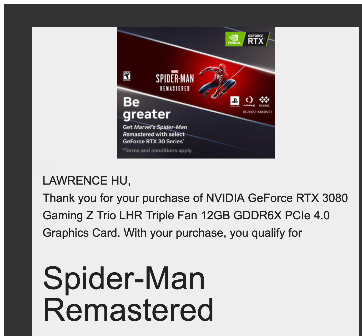 Spider Man Remastered PC