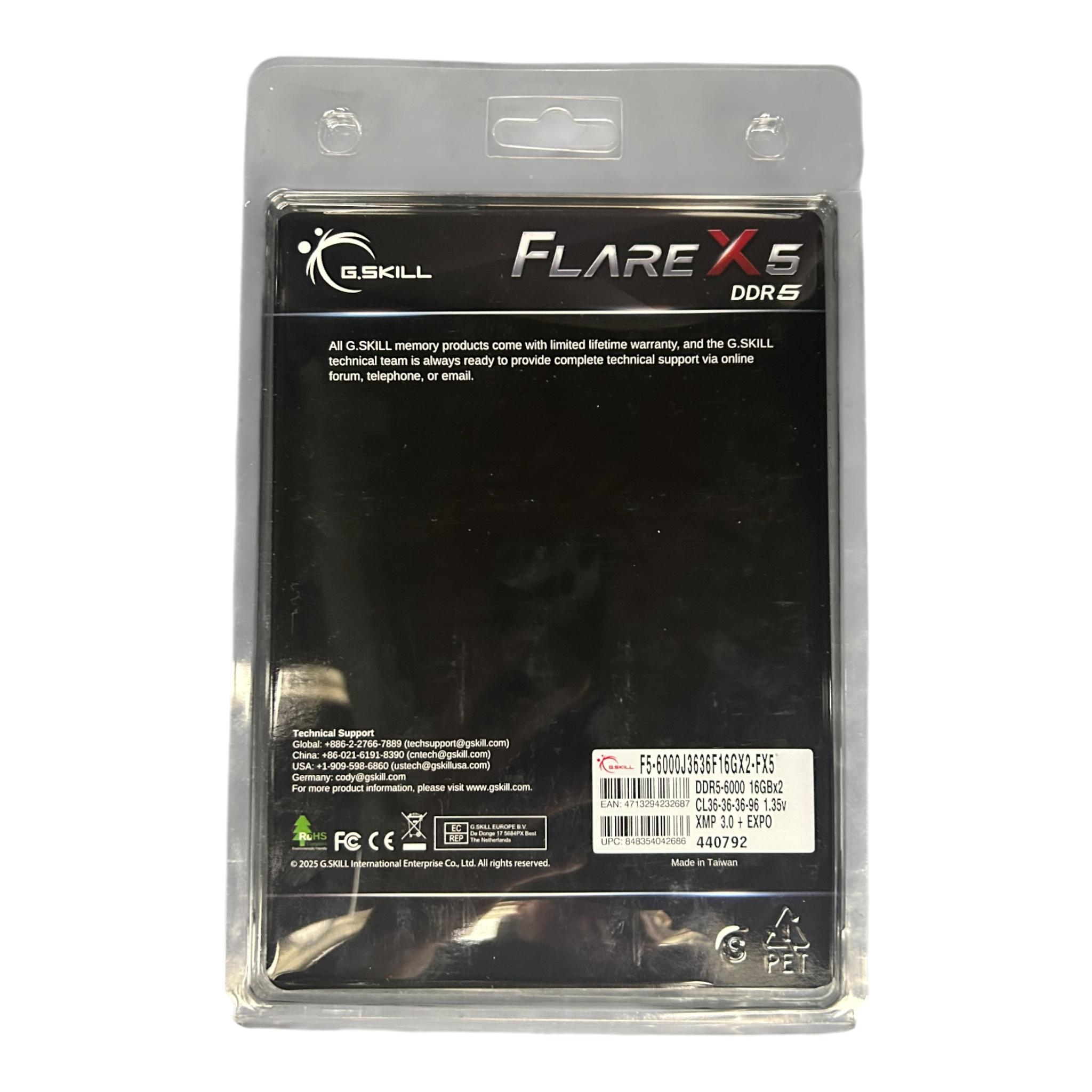 GSKILL Flare X 32GB DDR5 (2X16GB) 6000MT/s CL36 (AMD EXPO)