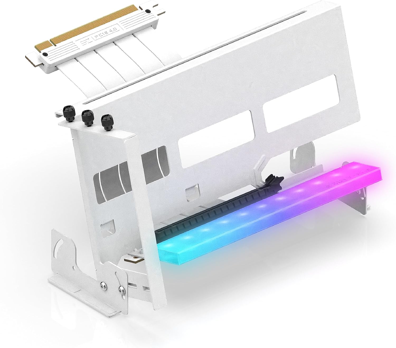EZDIY-FAB PCIe 4.0 GPU Mount Bracket w ARGB LED Module White Nvidia AMD RTX RX XT Adjustable angle