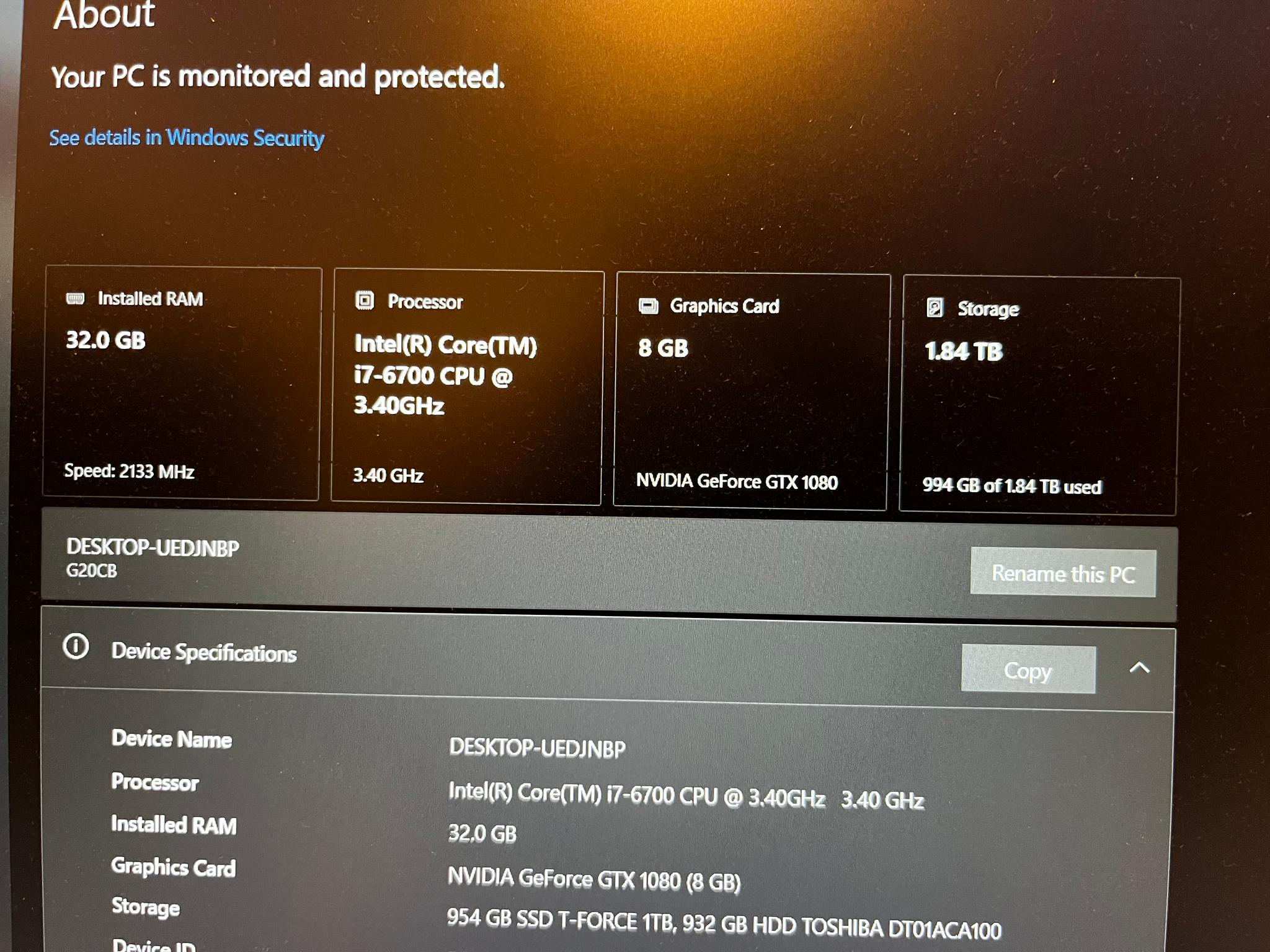 🚨 Intel i7-6700/GTX1080, 32GB RAM, 2TB STORAGE, WINDOWS 11, WIFI, BLUETOOTH 🚨