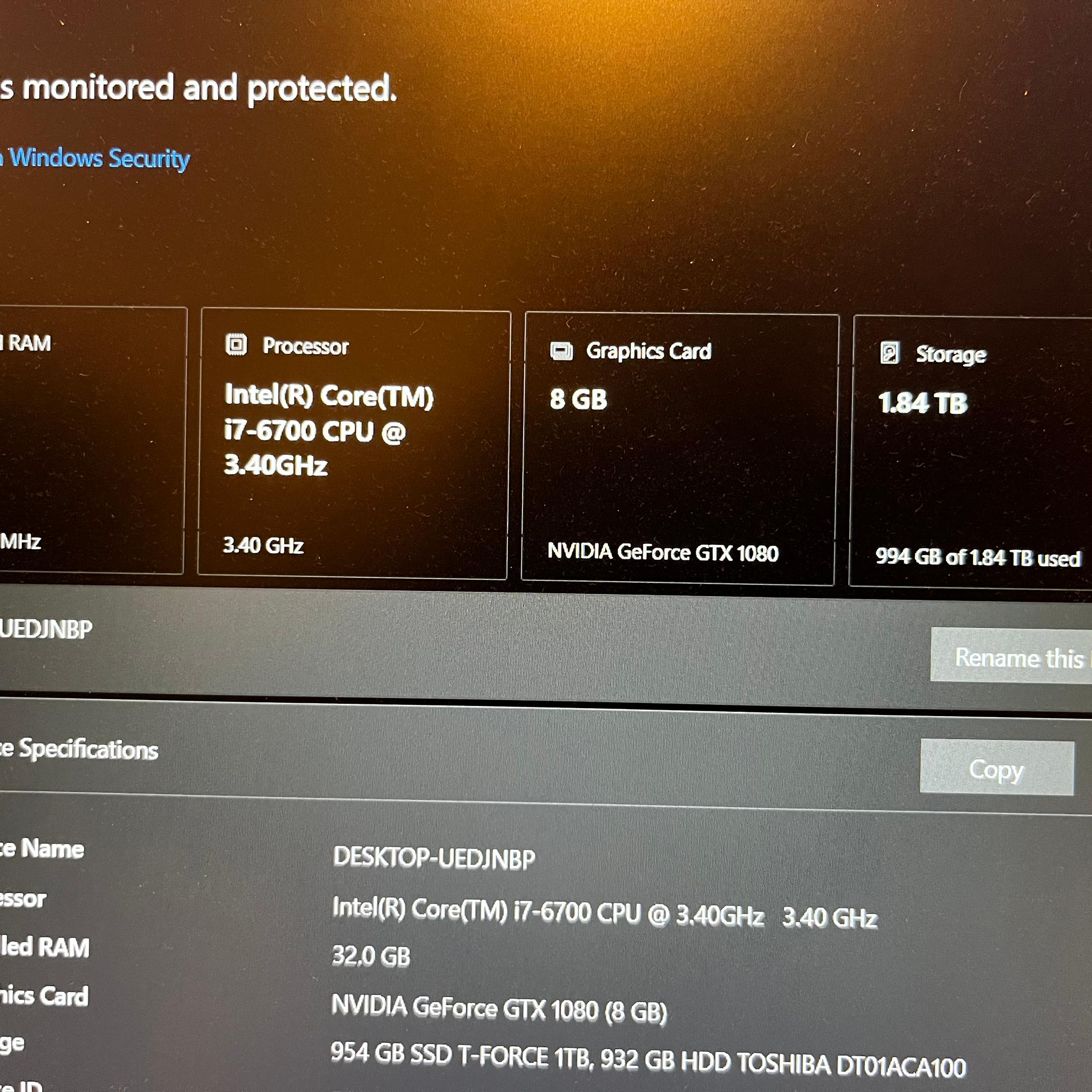 🚨 Intel i7-6700/GTX1080, 32GB RAM, 2TB STORAGE, WINDOWS 11, WIFI, BLUETOOTH 🚨