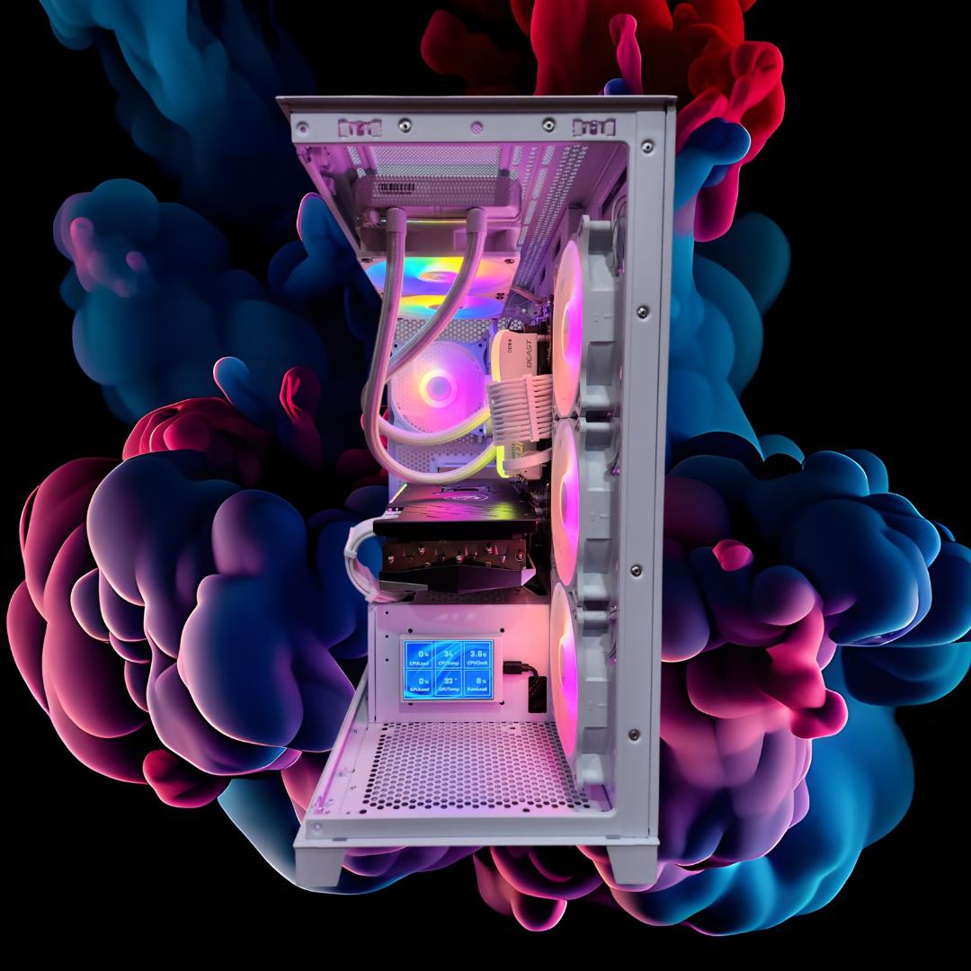 🔐Gateway⛅️: RX 6900 XT | Ryzen 5700x | 32GB DDR4 RAM | 2TB SSD | Mini Screen | RGB Fans | White PC