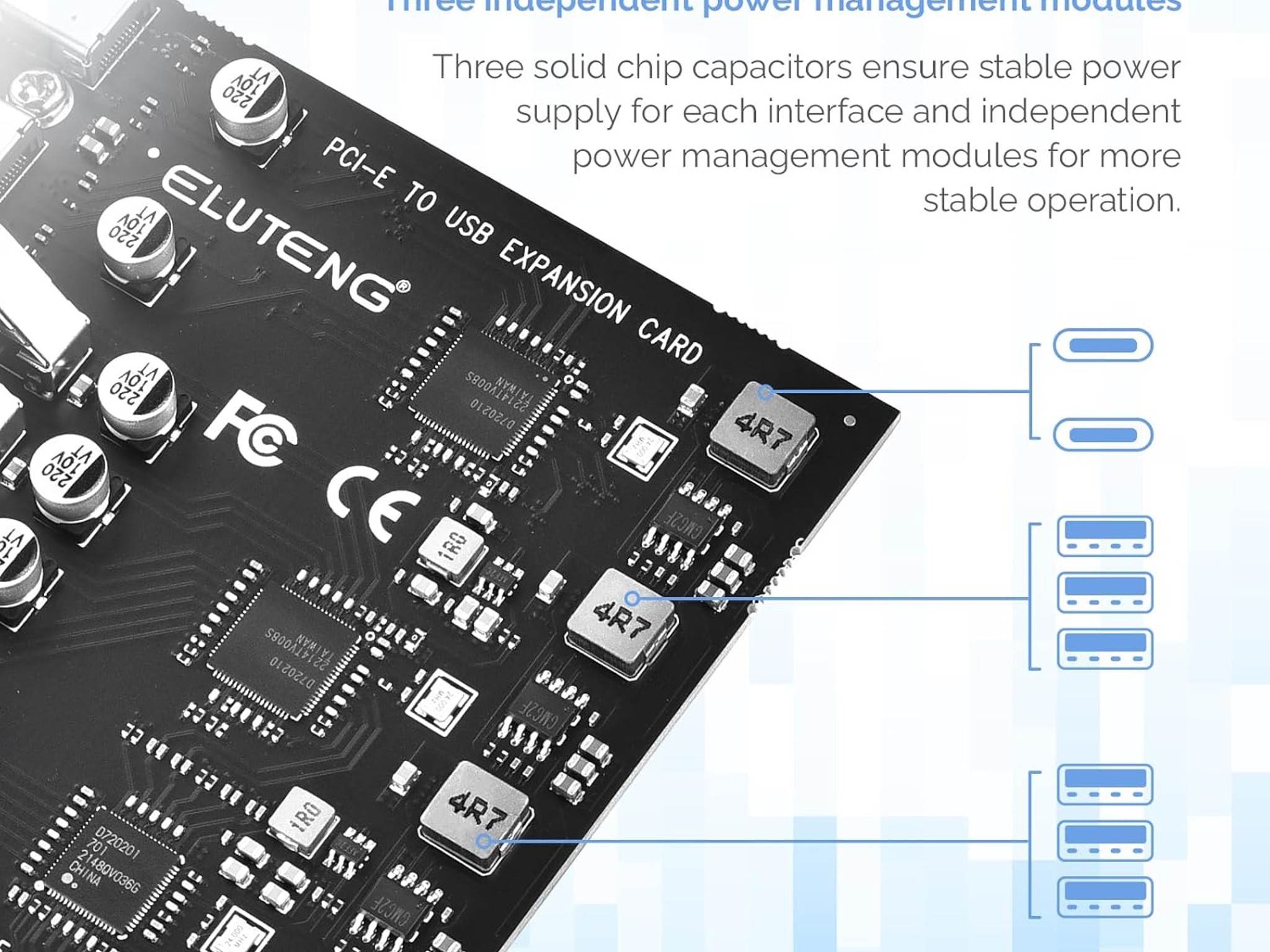 PCIE USB 3.2 Card 8 Ports PCIe to USB C Expansion Superspeed 6 USB and 2 Type C PCI-e USB 3.0