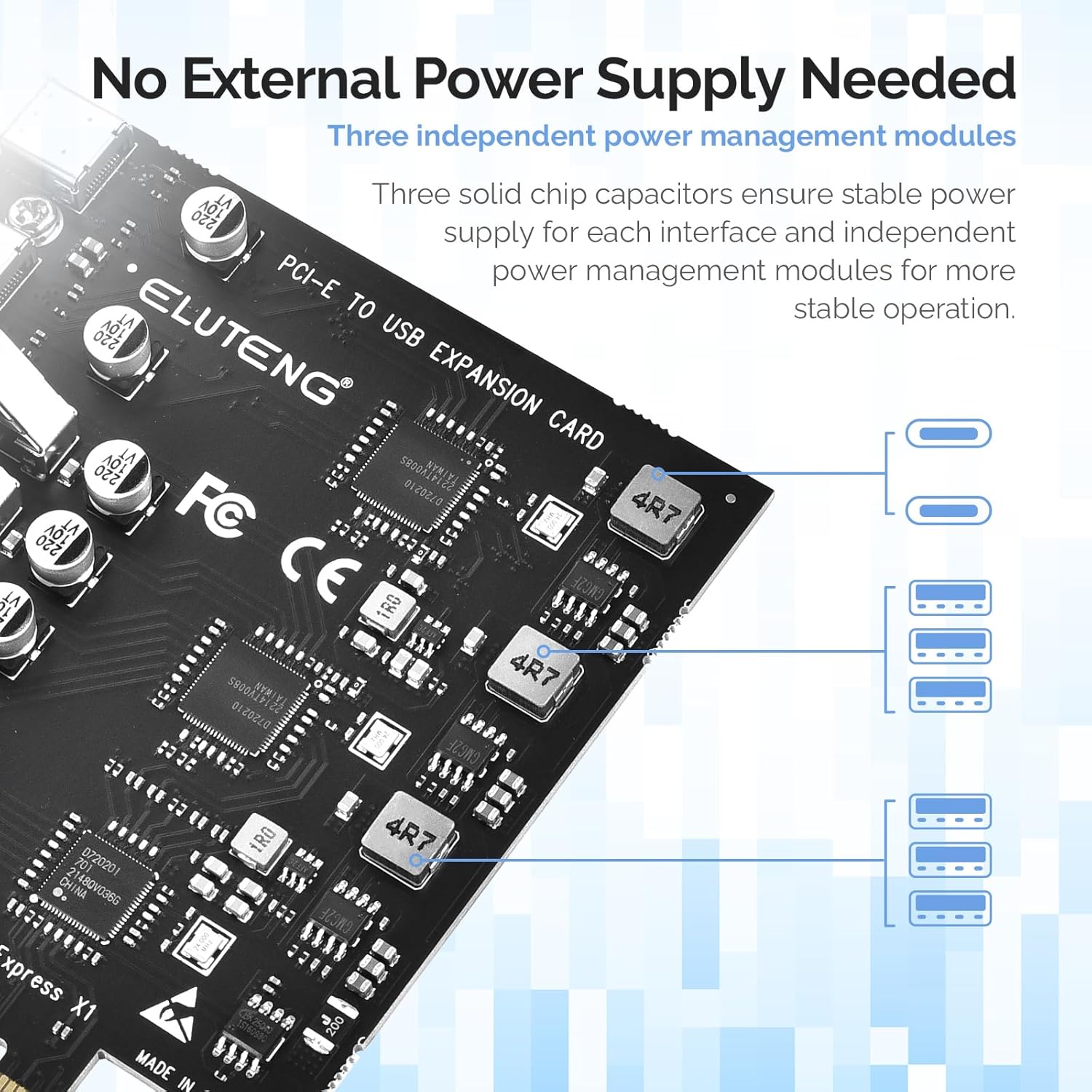 PCIE USB 3.2 Card 8 Ports PCIe to USB C Expansion Superspeed 6 USB and 2 Type C PCI-e USB 3.0