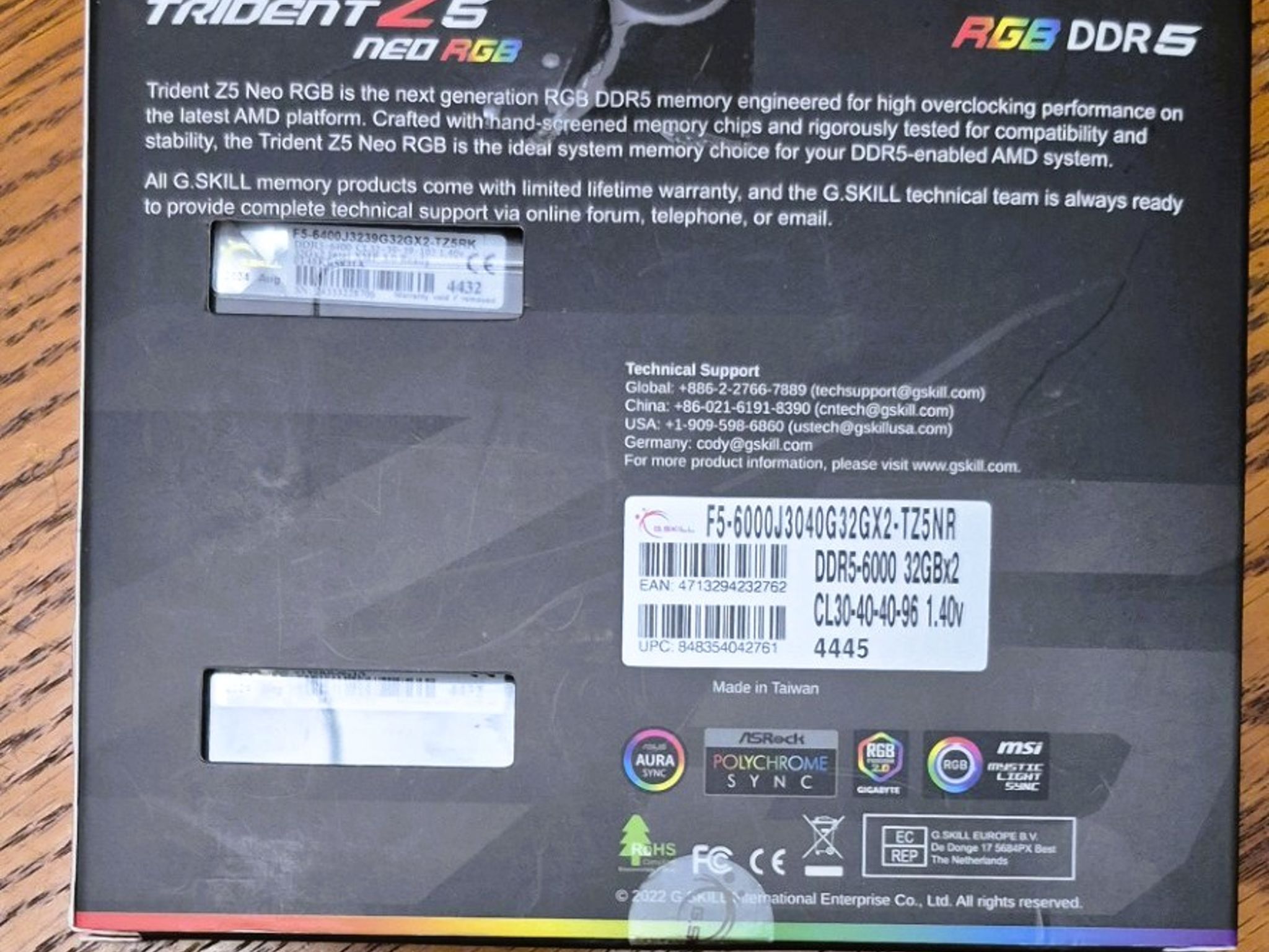 G.Skill DDR5-6000 64 GB Kit, 32 GB X 2, PC Memory DIMM F5-6000J3040G32GX2-TZ5NR