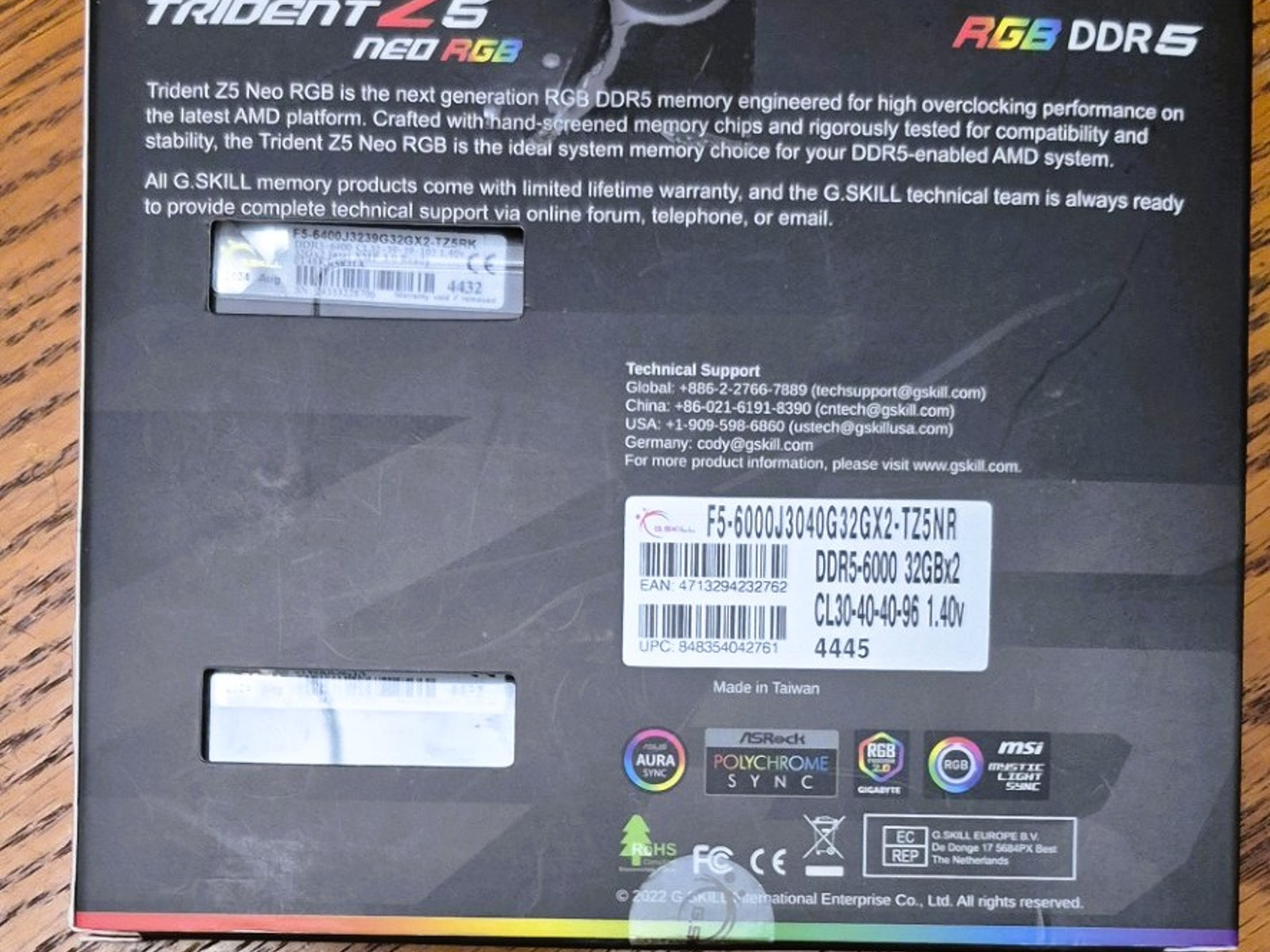 G.Skill DDR5-6000 64 GB Kit, 32 GB X 2, PC Memory DIMM F5-6000J3040G32GX2-TZ5NR