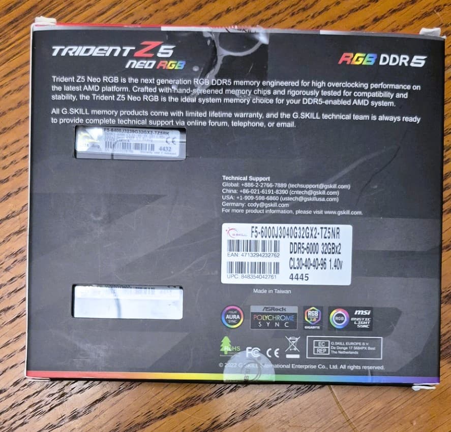 G.Skill DDR5-6000 64 GB Kit, 32 GB X 2, PC Memory DIMM F5-6000J3040G32GX2-TZ5NR
